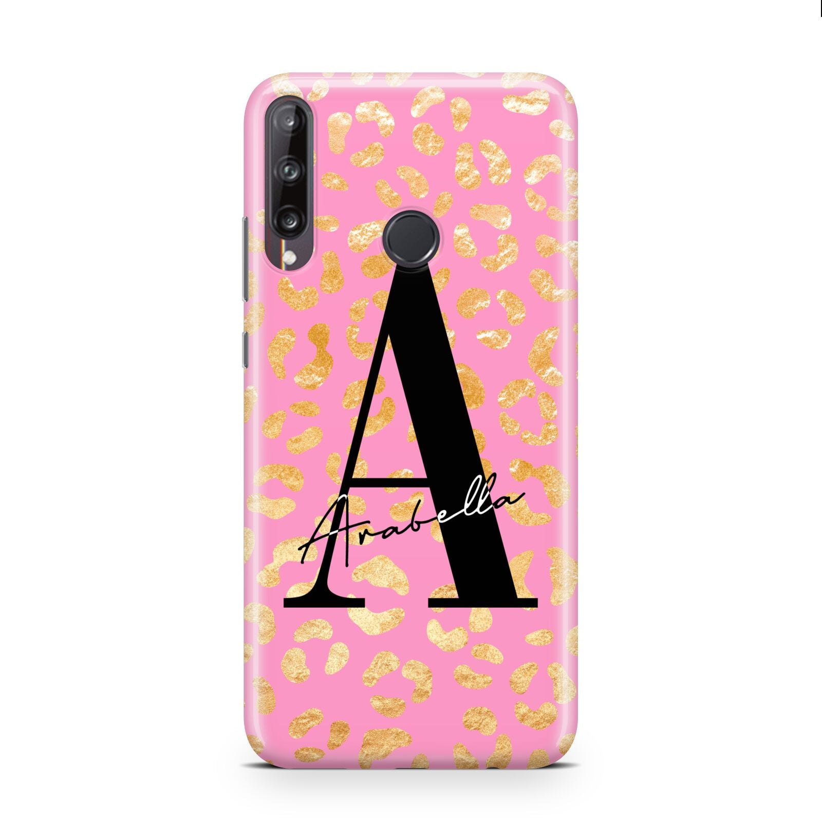 Personalised Pink Gold Leopard Print Huawei P40 Lite E Phone Case