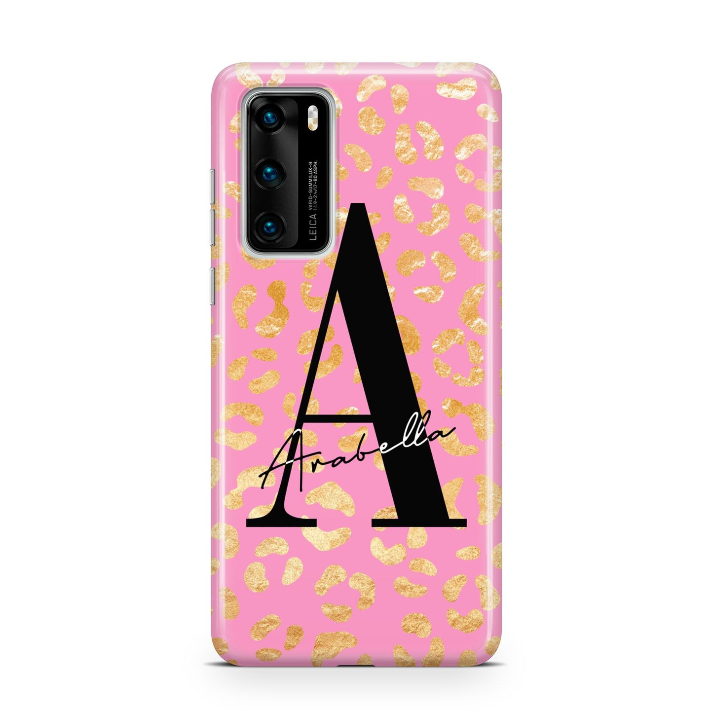 Personalised Pink Gold Leopard Print Huawei P40 Phone Case