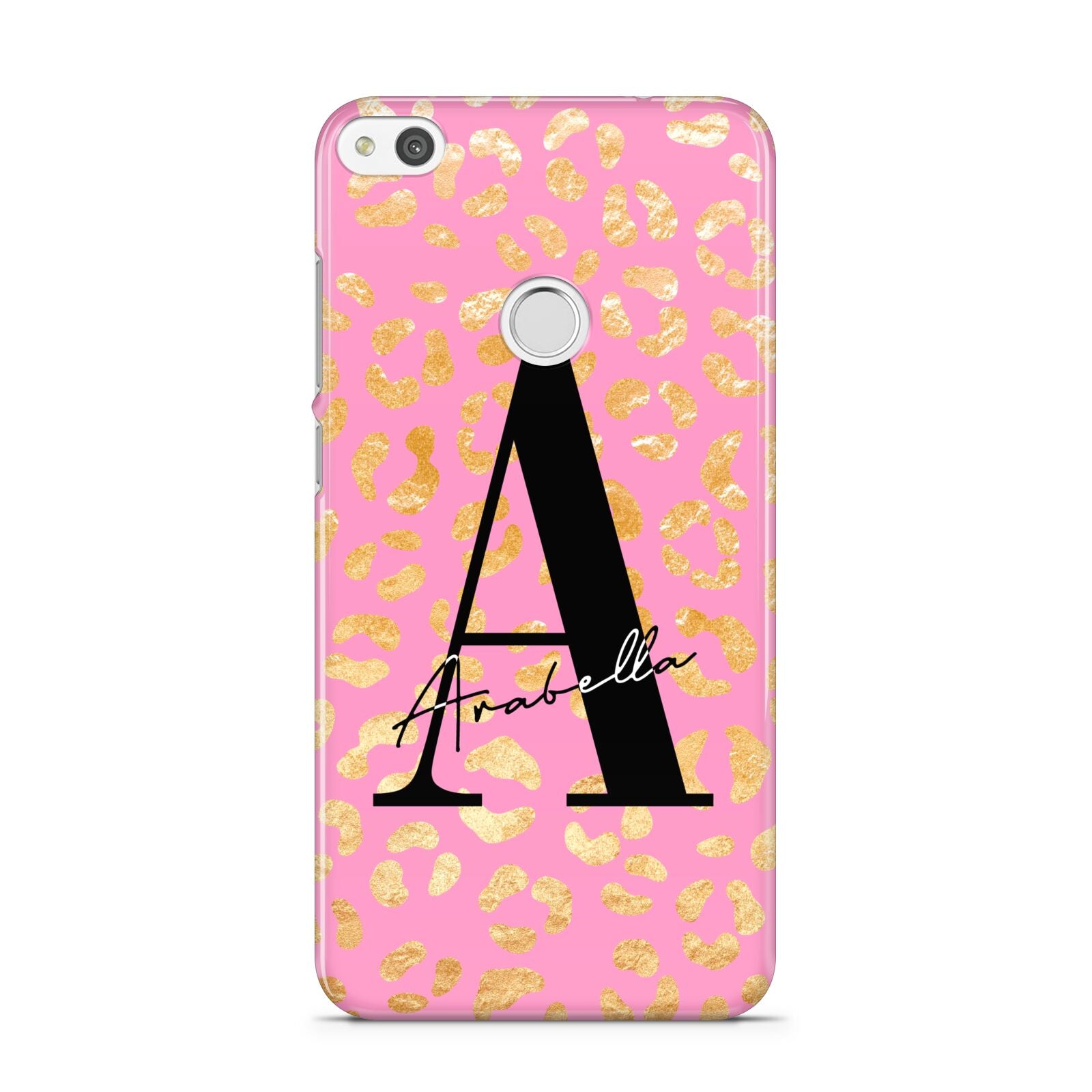 Personalised Pink Gold Leopard Print Huawei P8 Lite Case