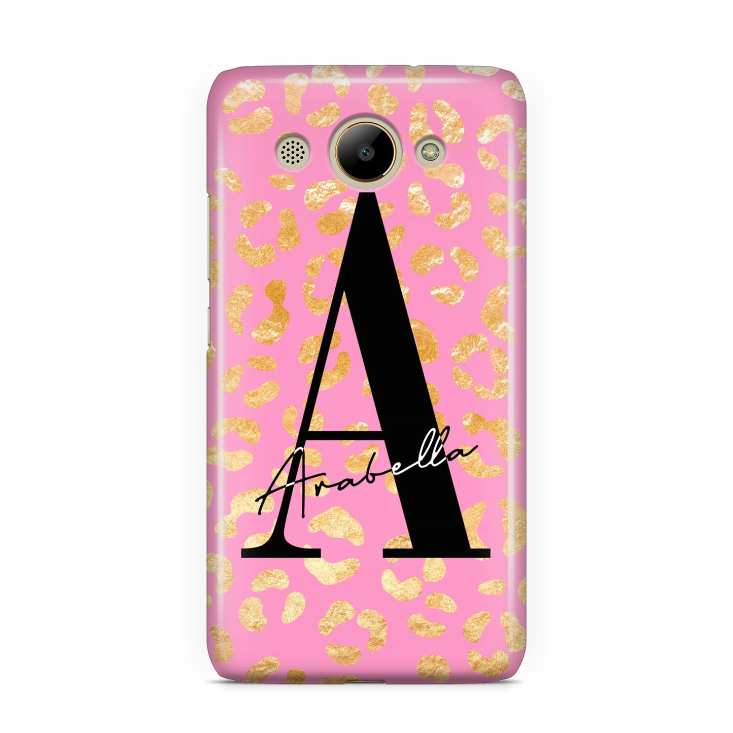 Personalised Pink Gold Leopard Print Huawei Y3 2017