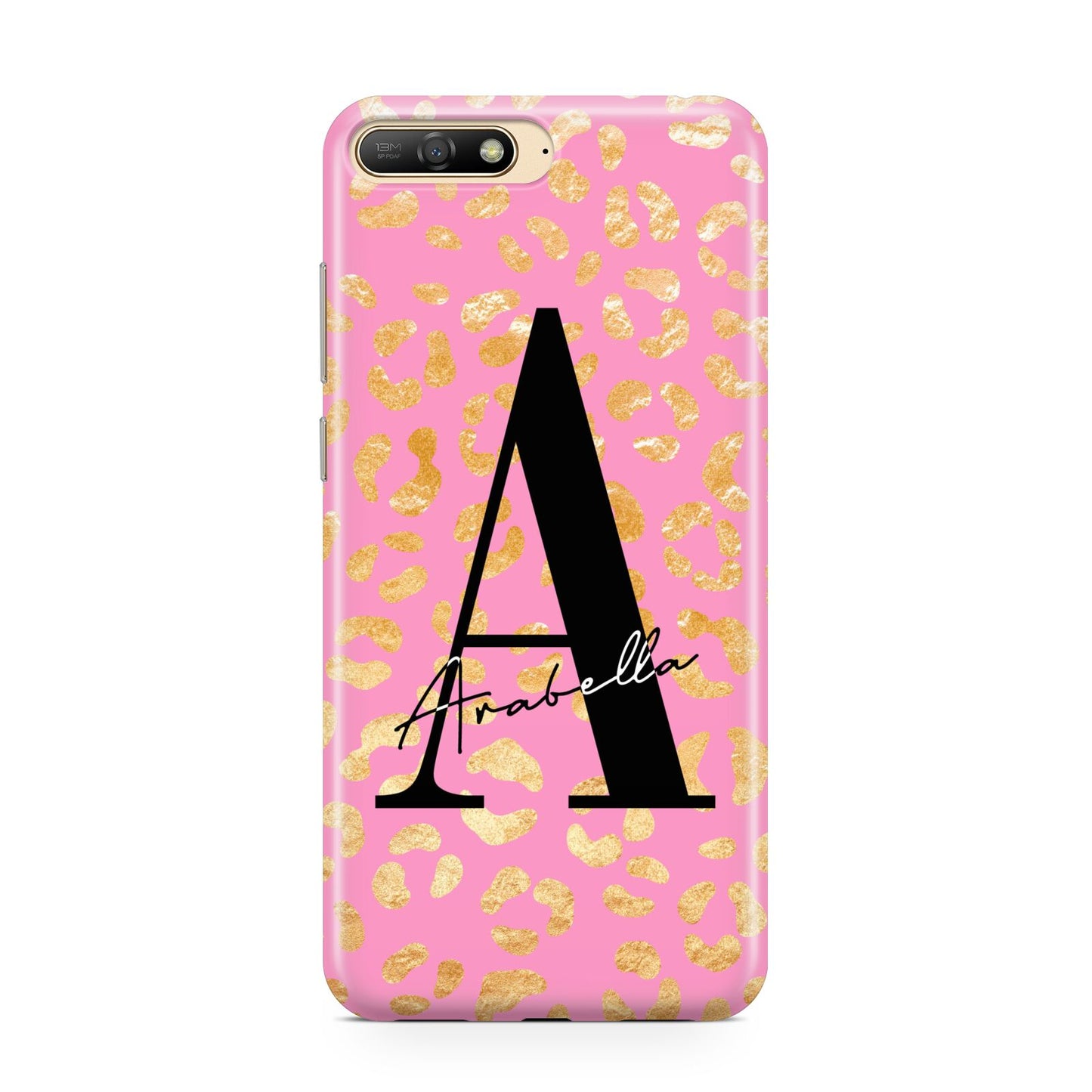 Personalised Pink Gold Leopard Print Huawei Y6 2018