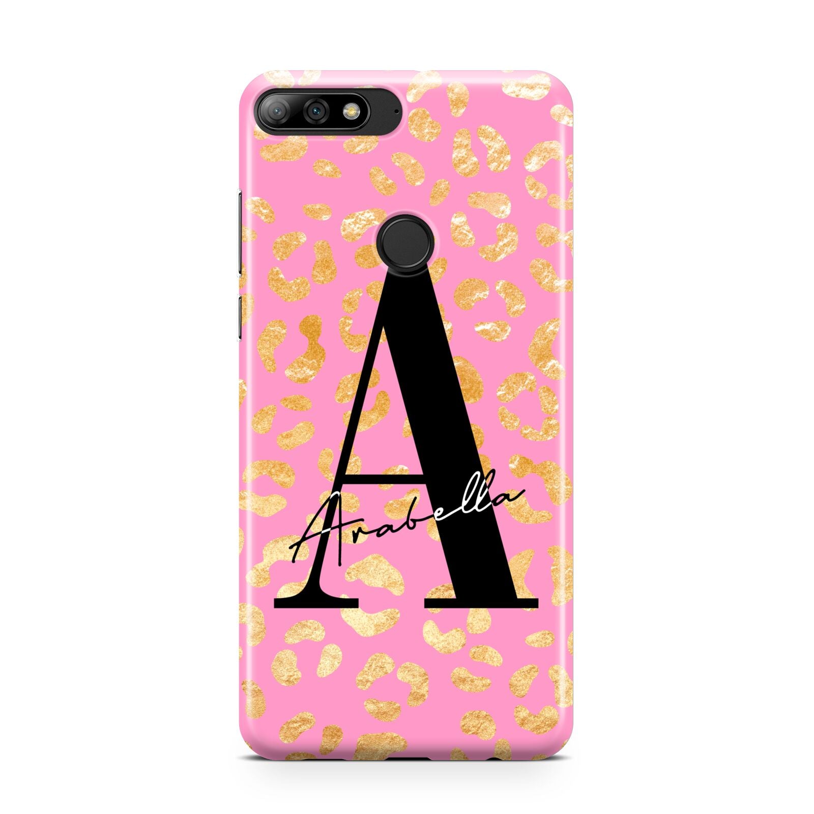 Personalised Pink Gold Leopard Print Huawei Y7 2018