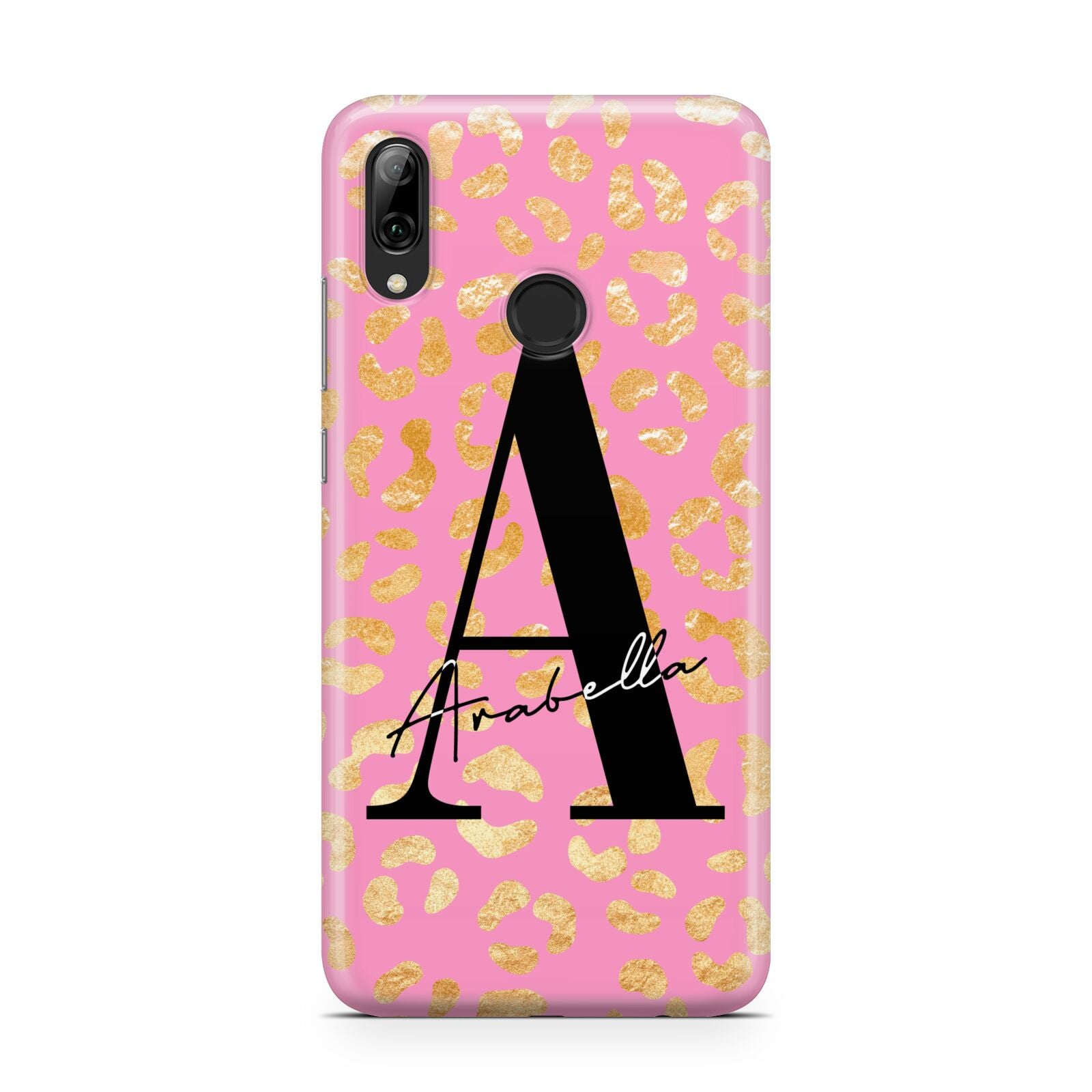 Personalised Pink Gold Leopard Print Huawei Y7 2019