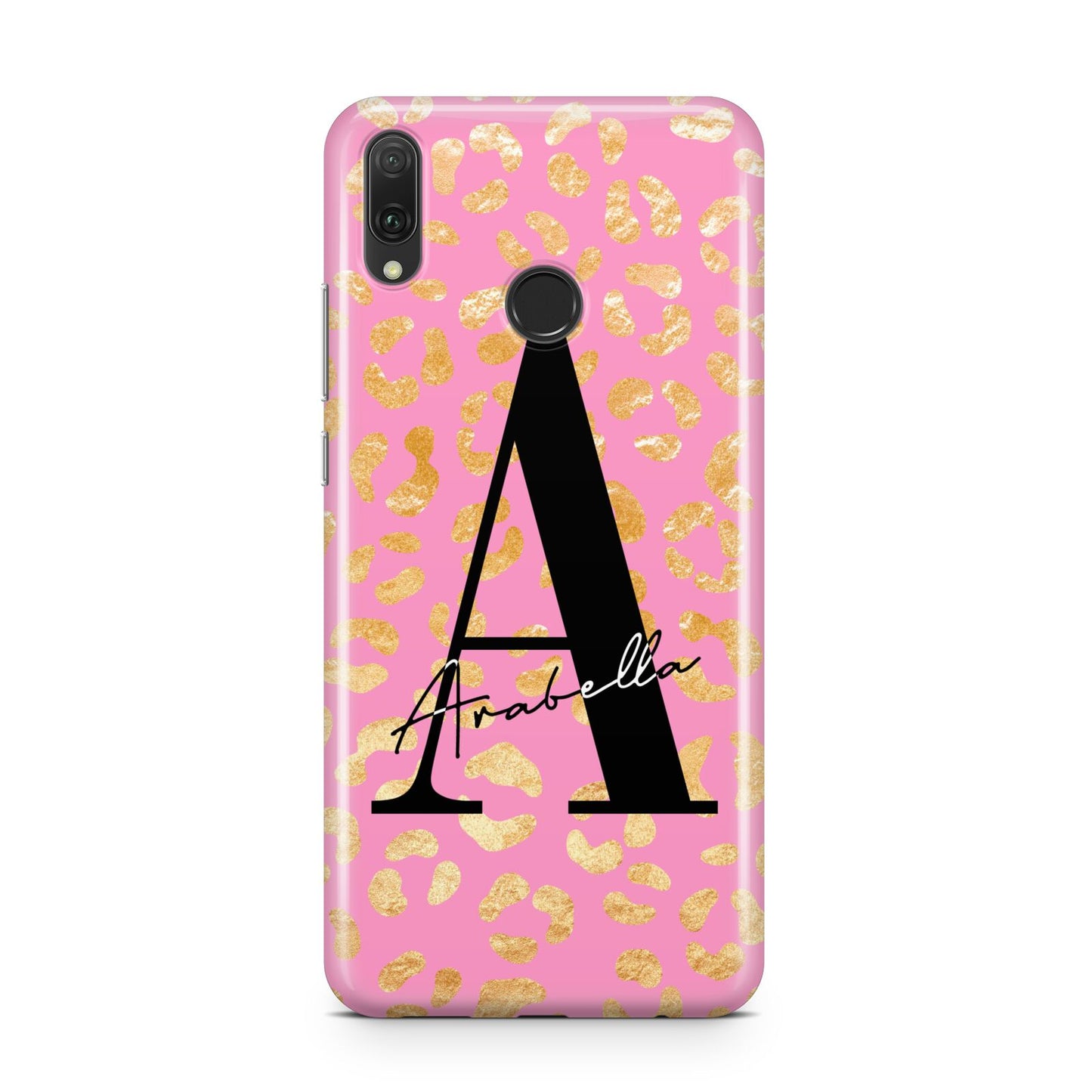 Personalised Pink Gold Leopard Print Huawei Y9 2019