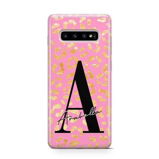 Personalised Pink Gold Leopard Print Protective Samsung Galaxy Case