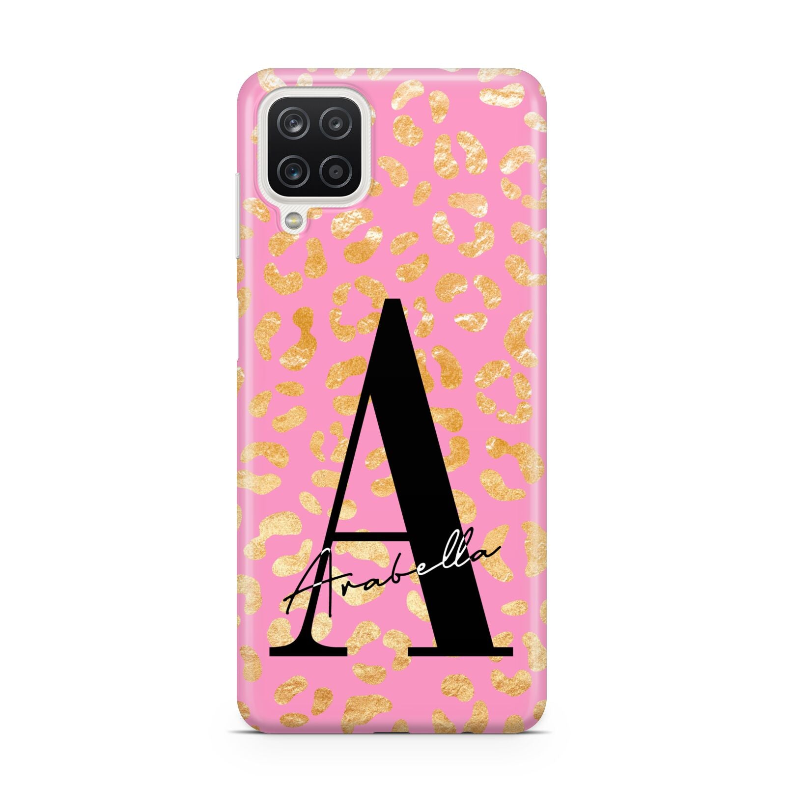 Personalised Pink Gold Leopard Print Samsung A12 Case