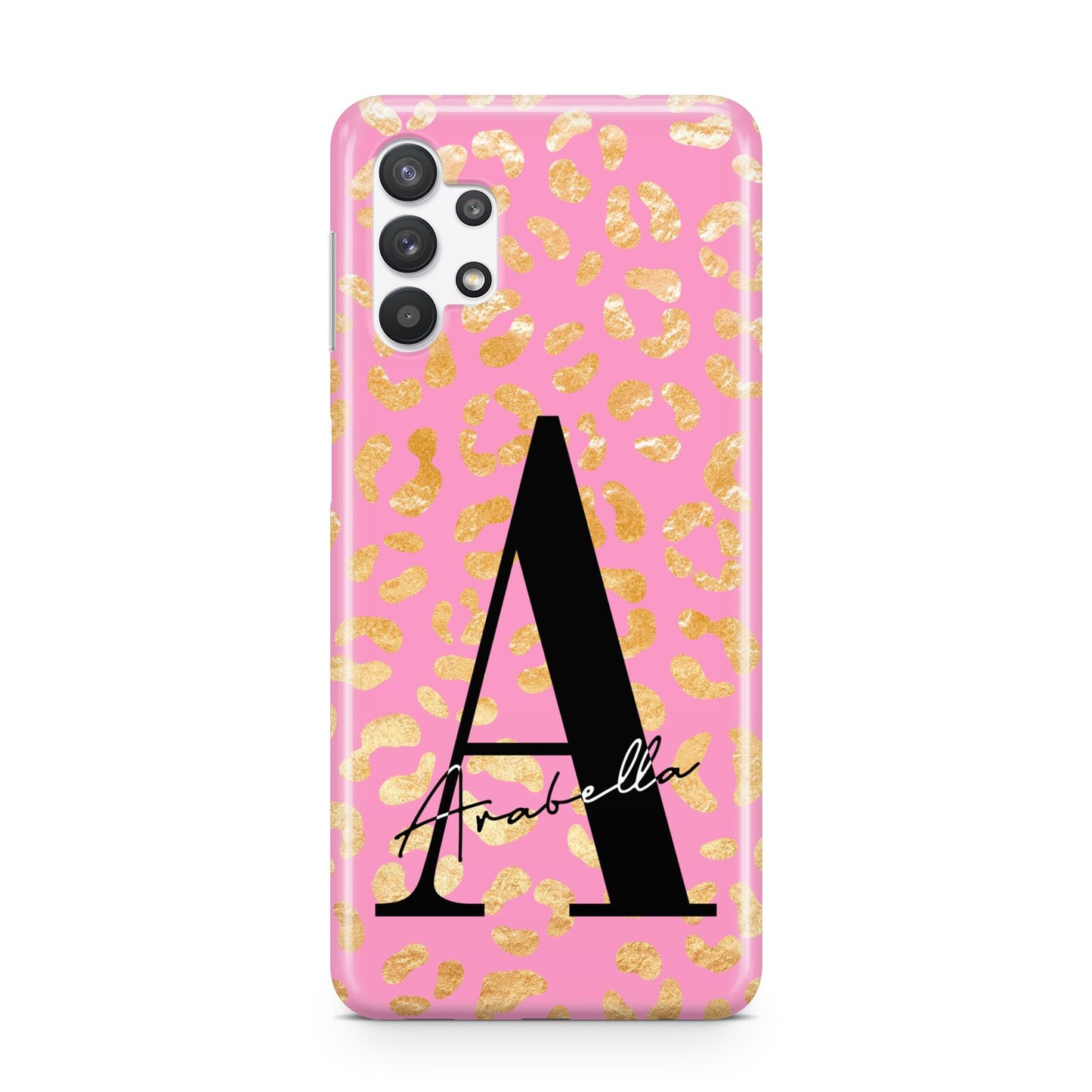 Personalised Pink Gold Leopard Print Samsung A32 5G Case