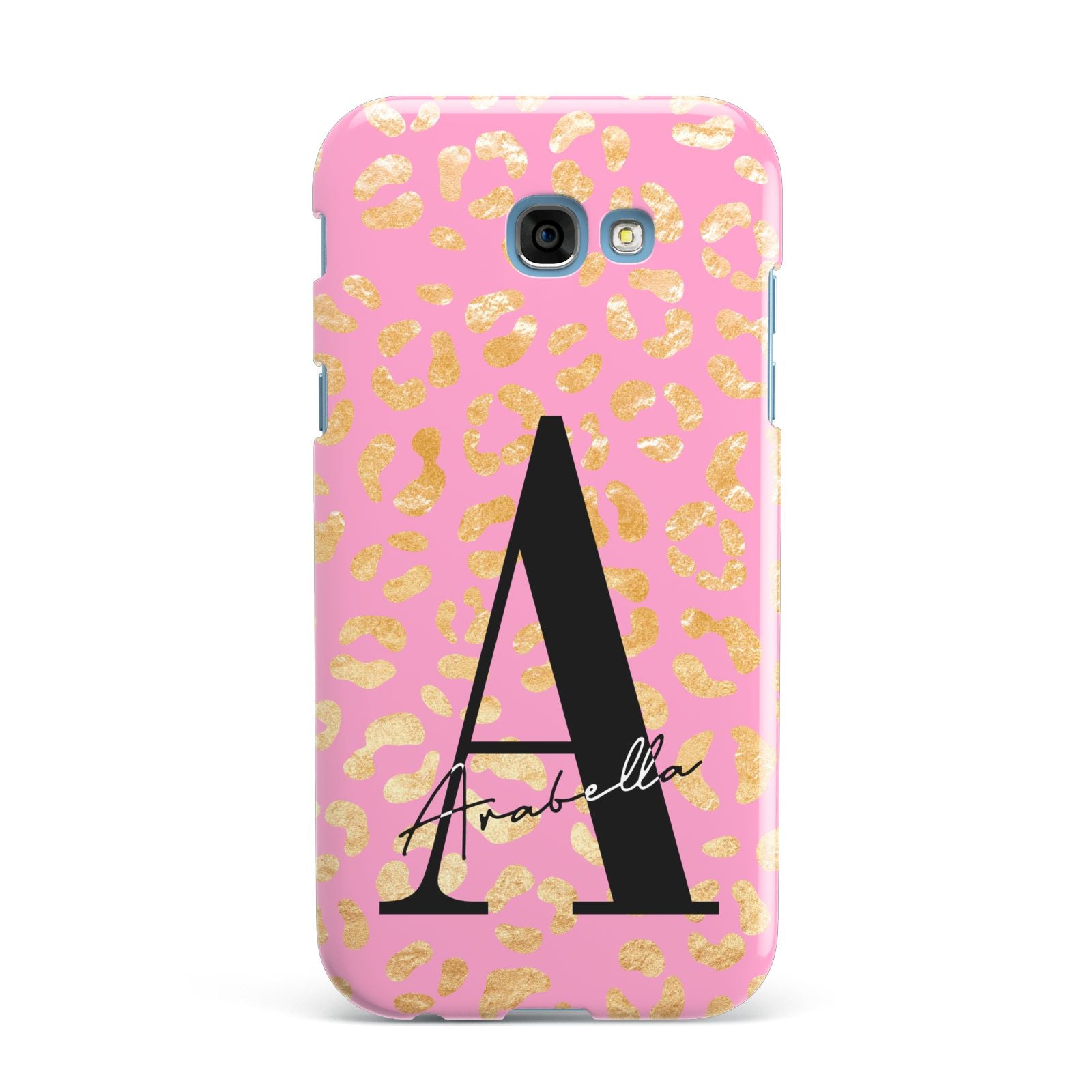 Personalised Pink Gold Leopard Print Samsung Galaxy A7 2017 Case