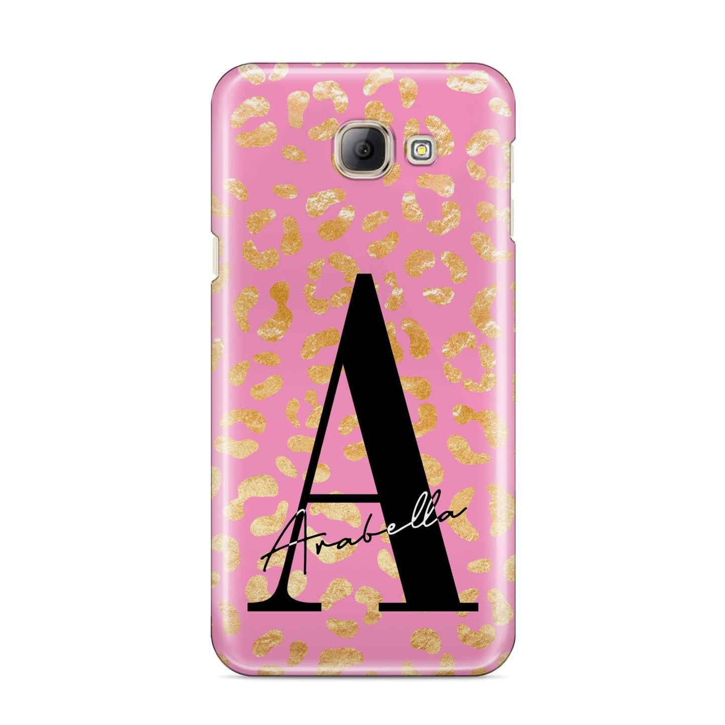 Personalised Pink Gold Leopard Print Samsung Galaxy A8 2016 Case