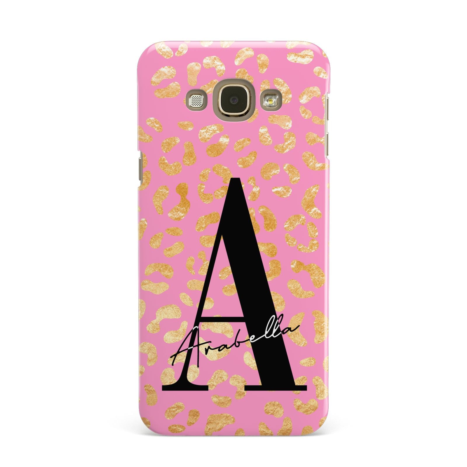 Personalised Pink Gold Leopard Print Samsung Galaxy A8 Case