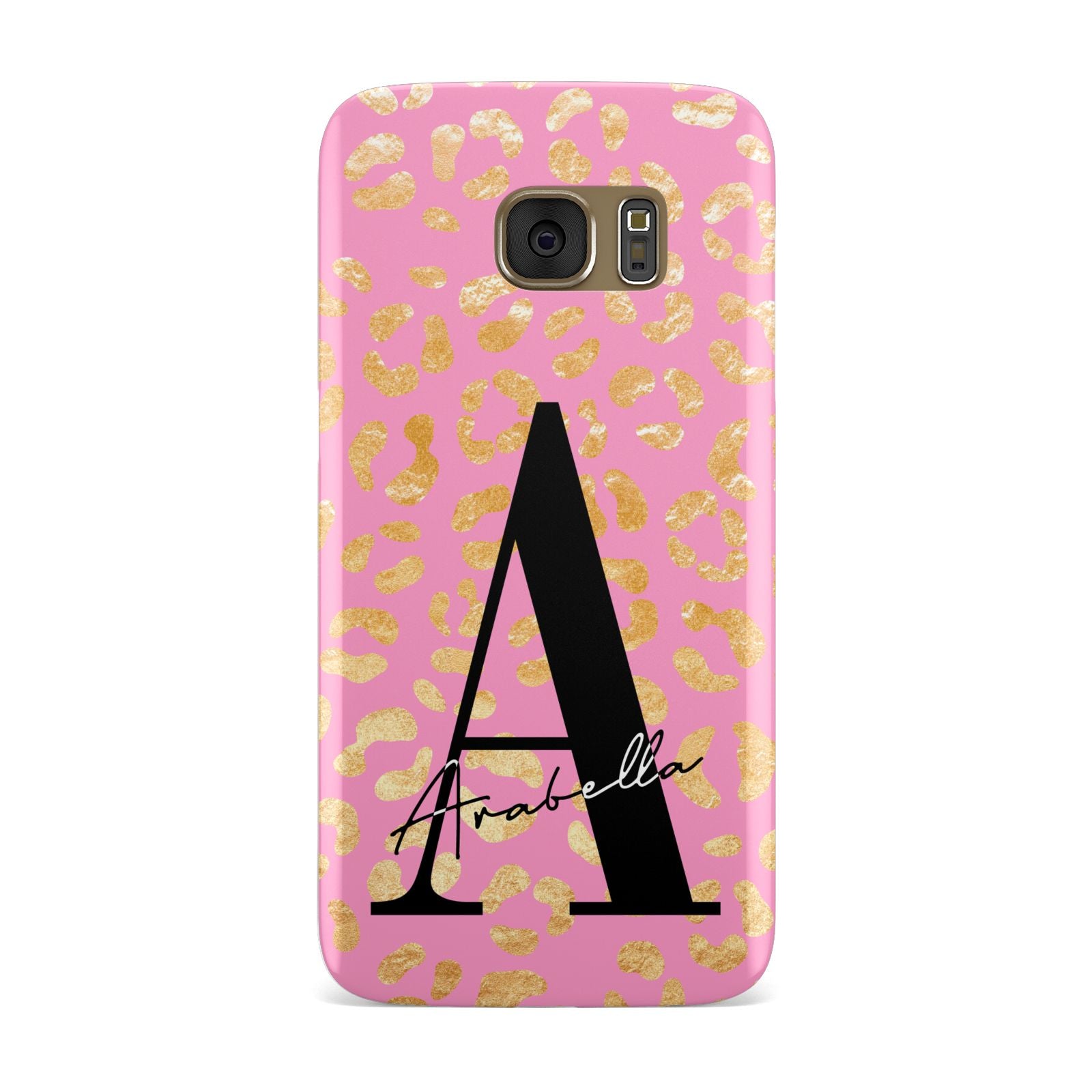 Personalised Pink Gold Leopard Print Samsung Galaxy Case