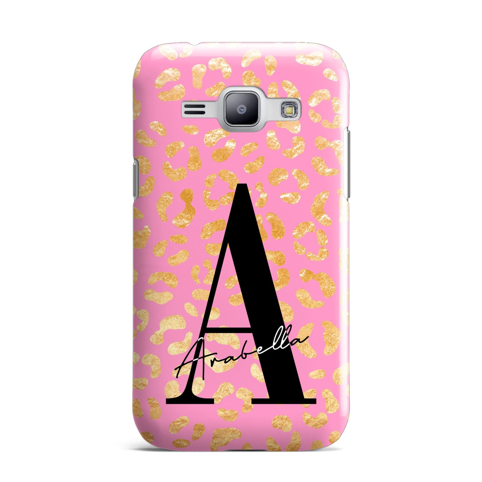 Personalised Pink Gold Leopard Print Samsung Galaxy J1 2015 Case