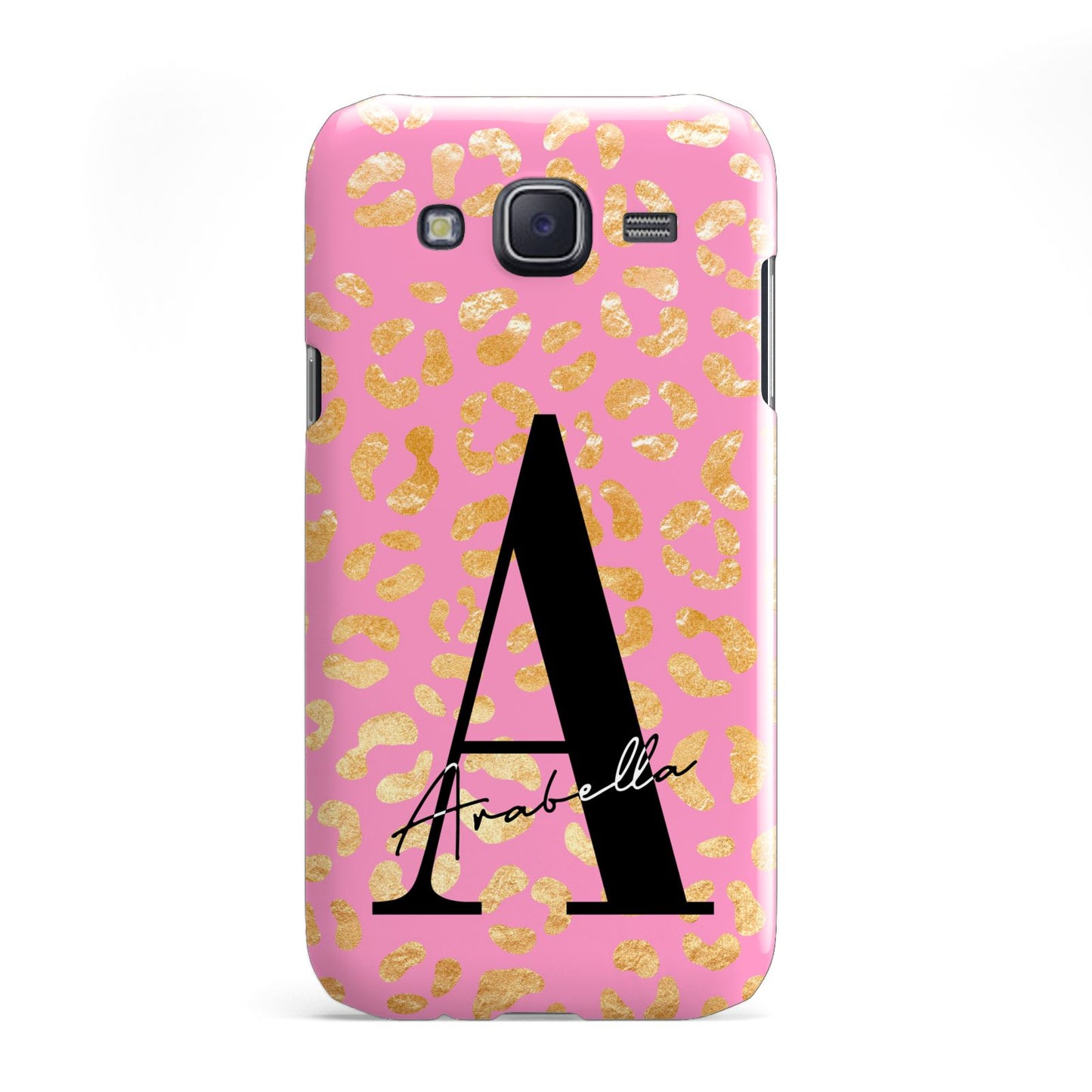 Personalised Pink Gold Leopard Print Samsung Galaxy J5 Case