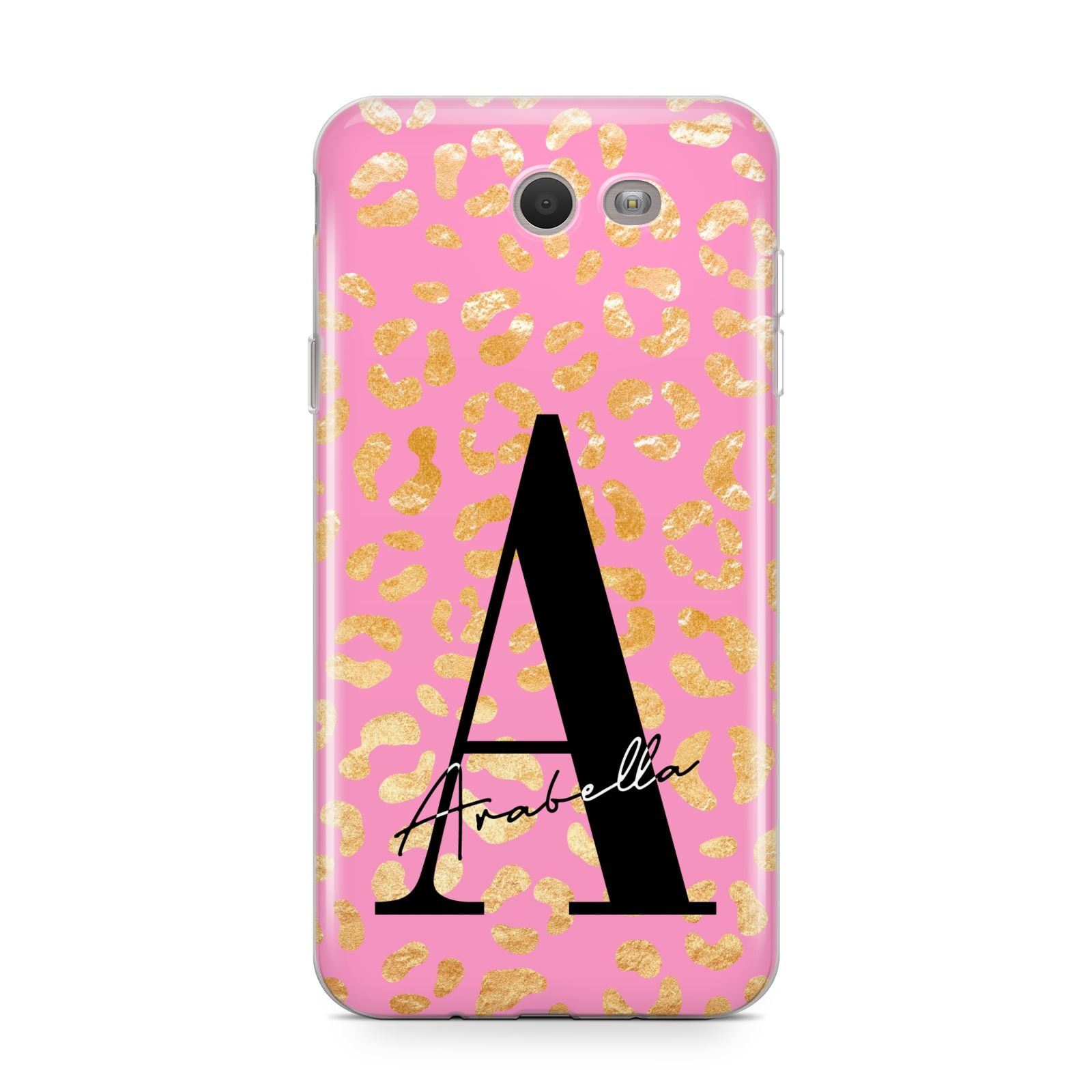 Personalised Pink Gold Leopard Print Samsung Galaxy J7 2017 Case