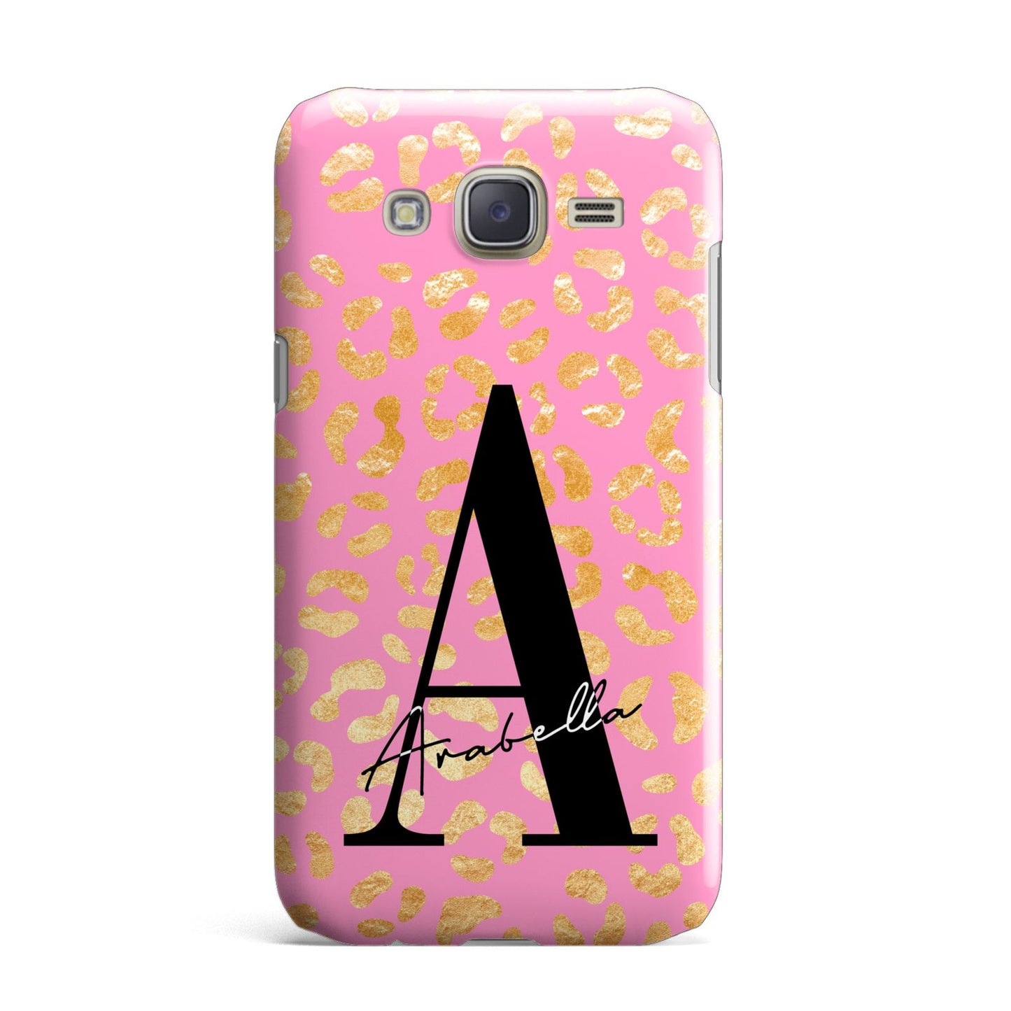 Personalised Pink Gold Leopard Print Samsung Galaxy J7 Case