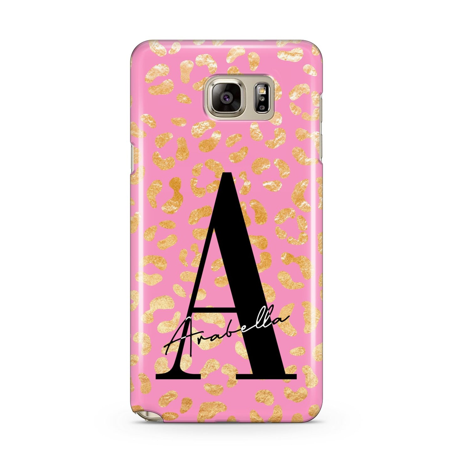 Personalised Pink Gold Leopard Print Samsung Galaxy Note 5 Case