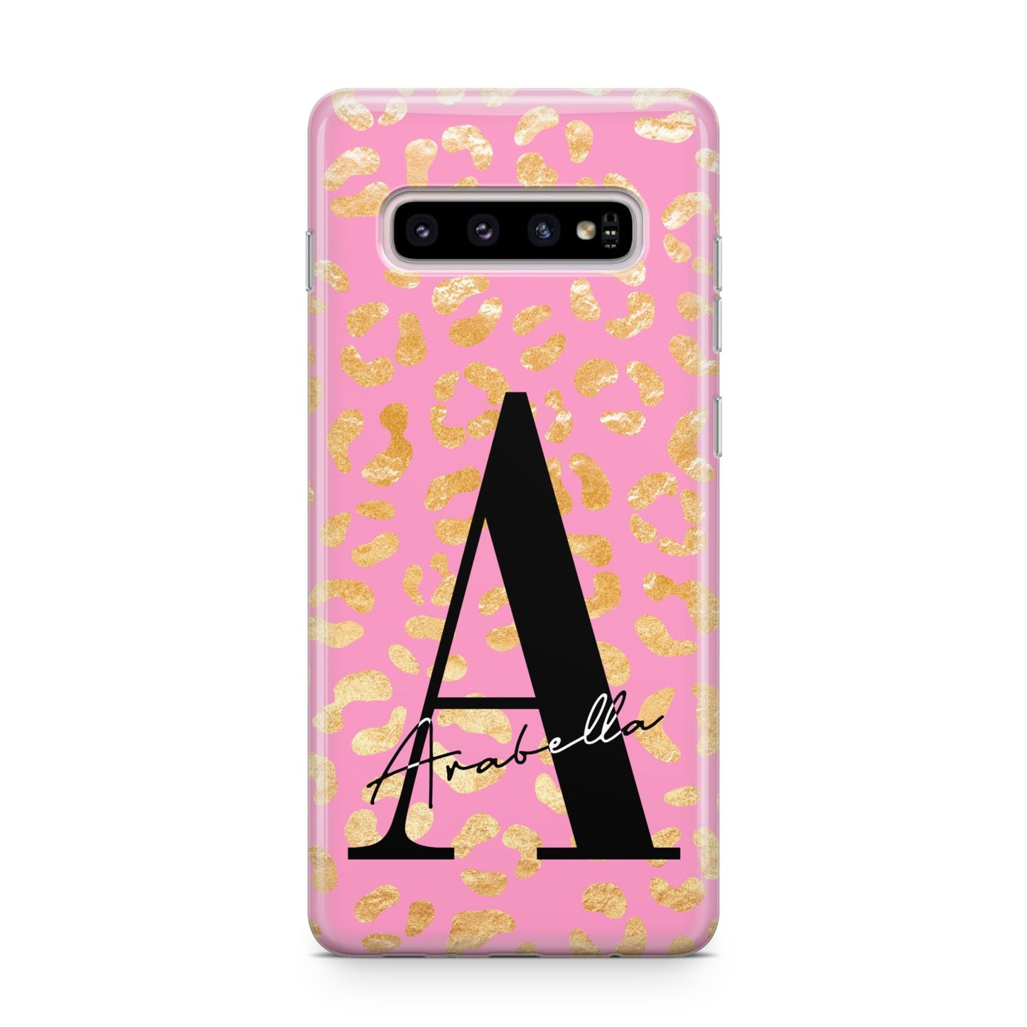 Personalised Pink Gold Leopard Print Samsung Galaxy S10 Plus Case