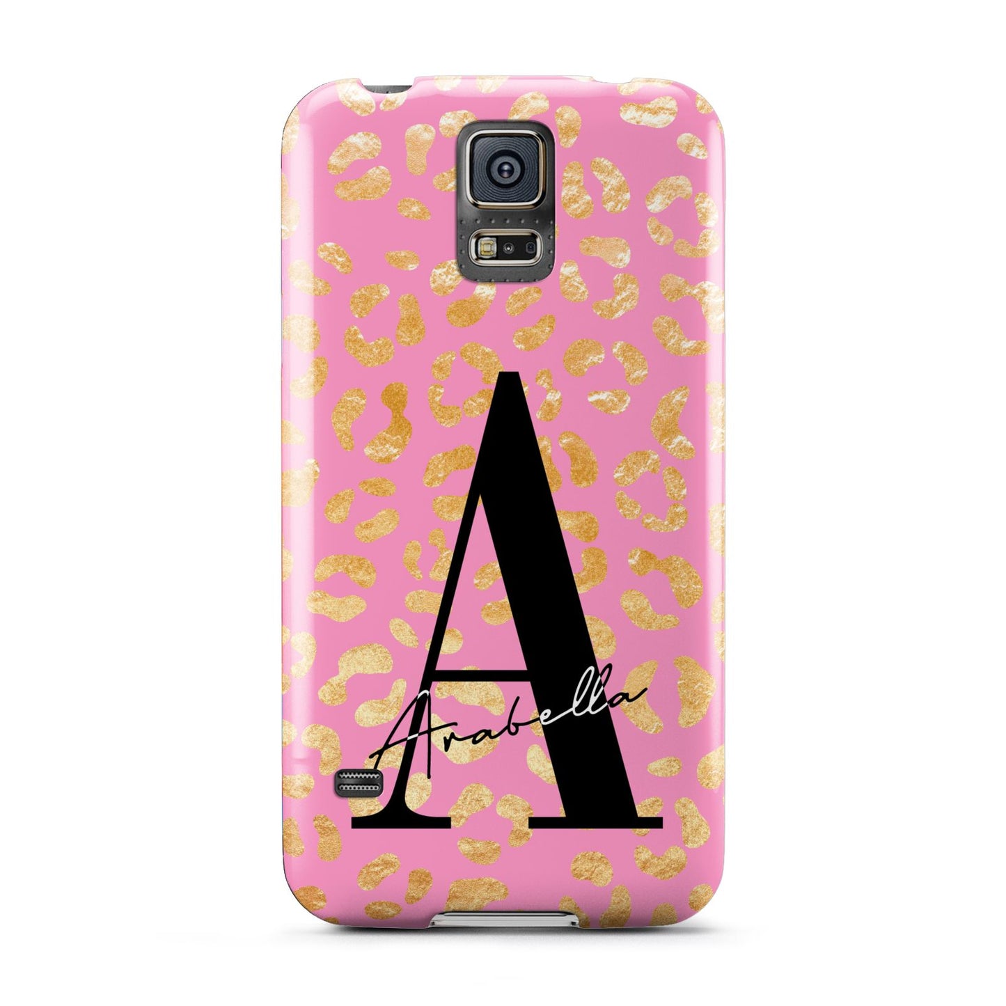 Personalised Pink Gold Leopard Print Samsung Galaxy S5 Case