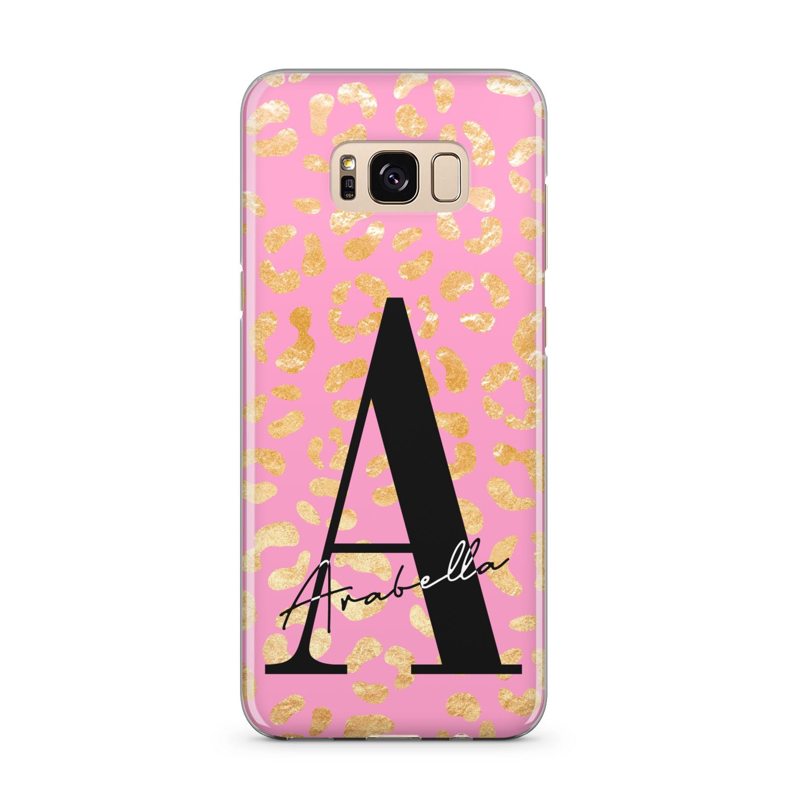 Personalised Pink Gold Leopard Print Samsung Galaxy S8 Plus Case