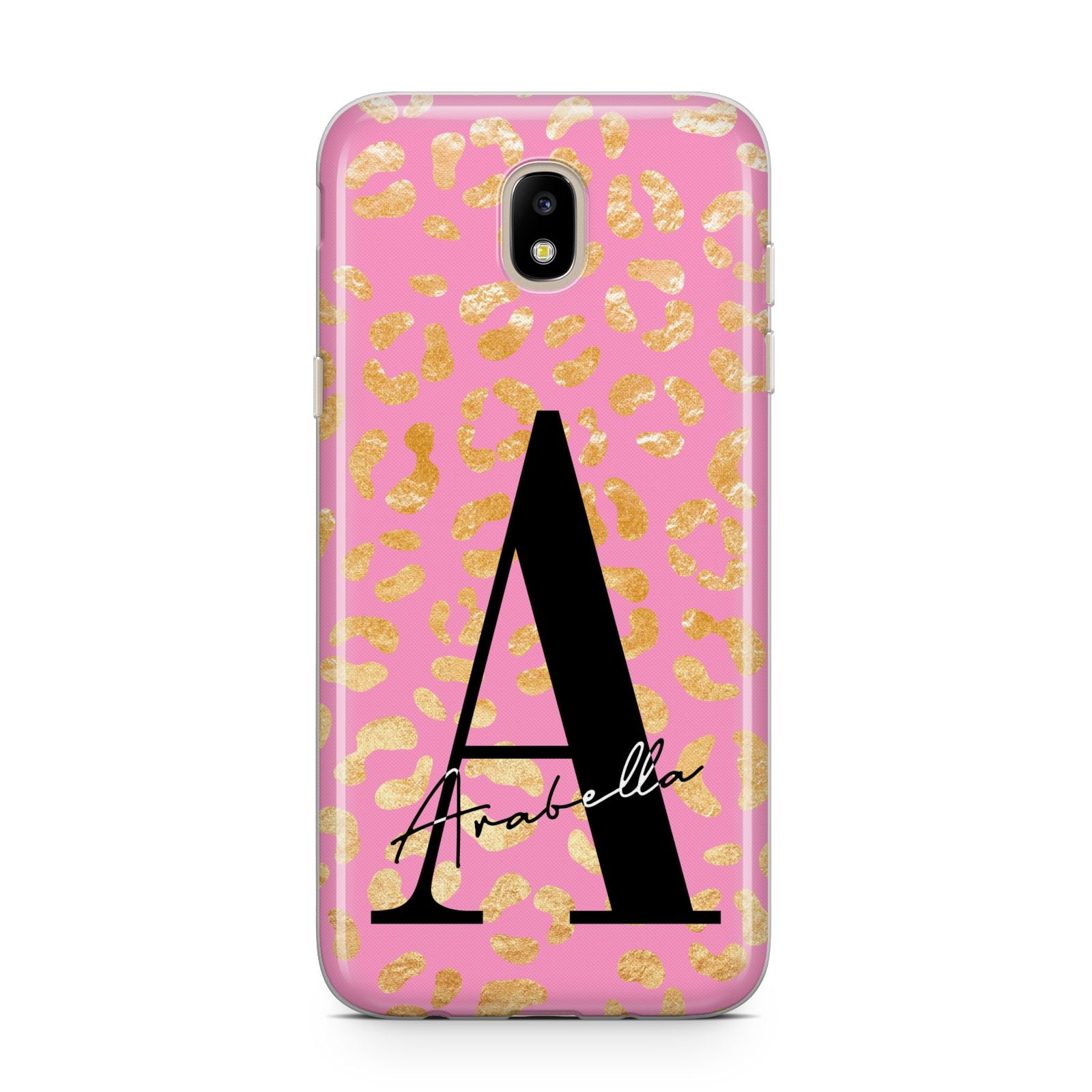 Personalised Pink Gold Leopard Print Samsung J5 2017 Case