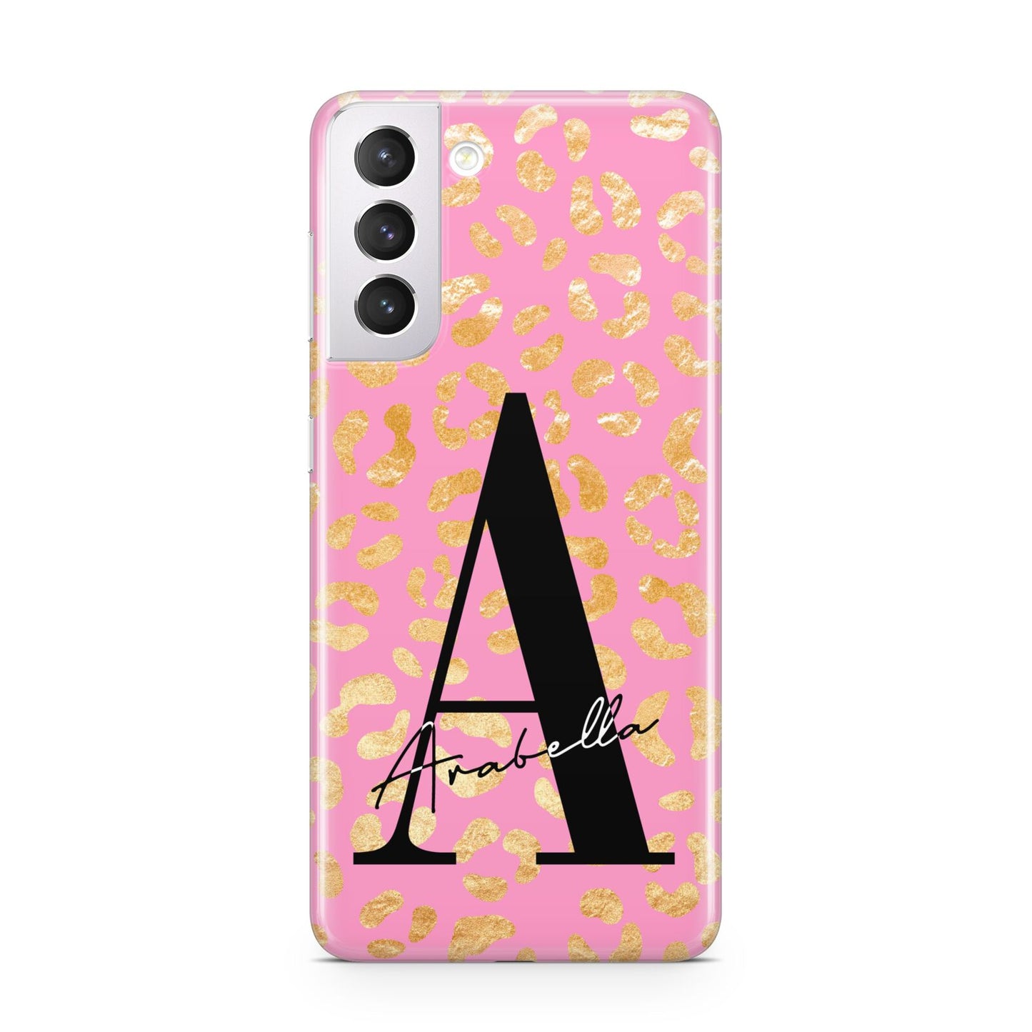 Personalised Pink Gold Leopard Print Samsung S21 Case