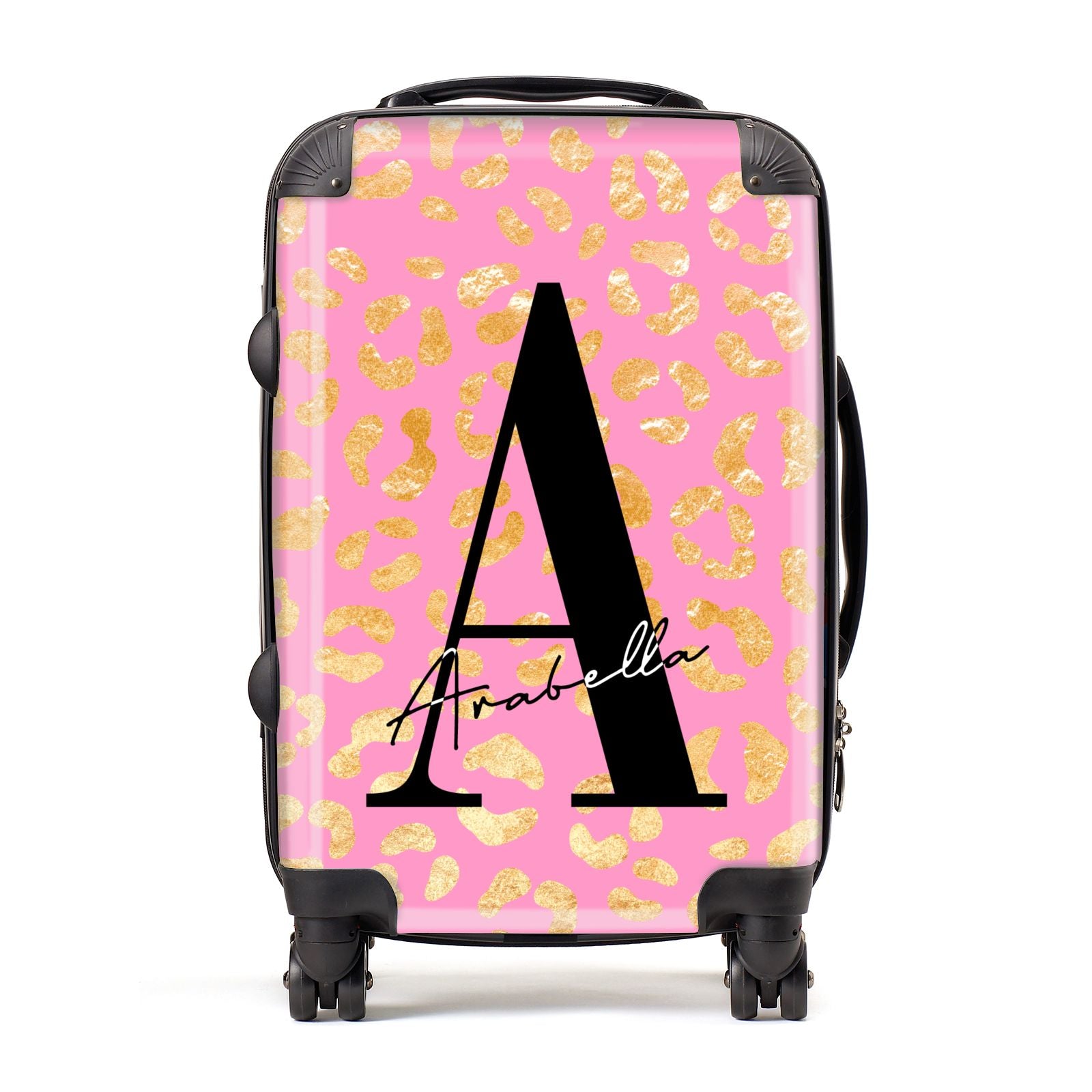 Pink leopard print cheap suitcase