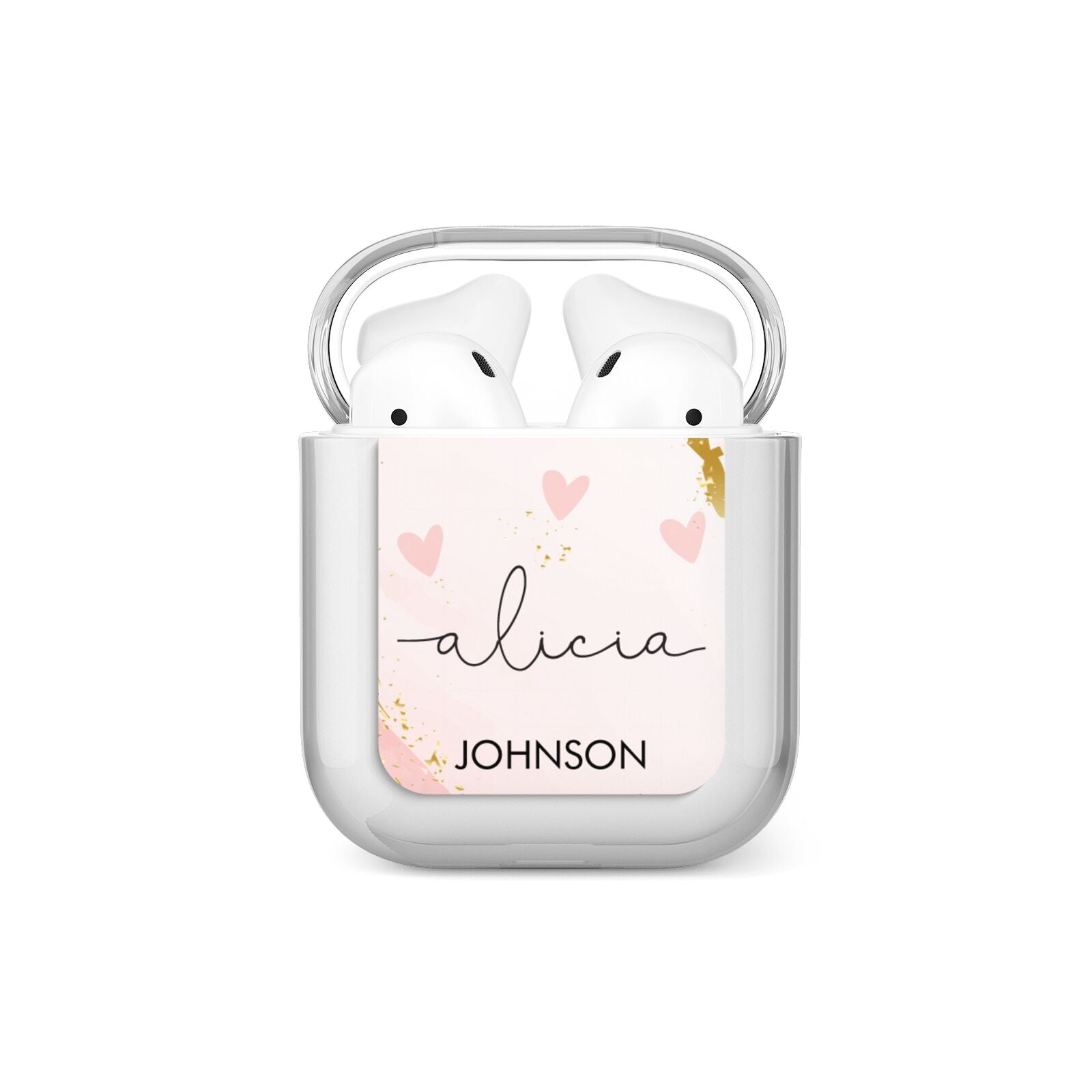 Personalised Pink Gold Marble Names AirPods Case