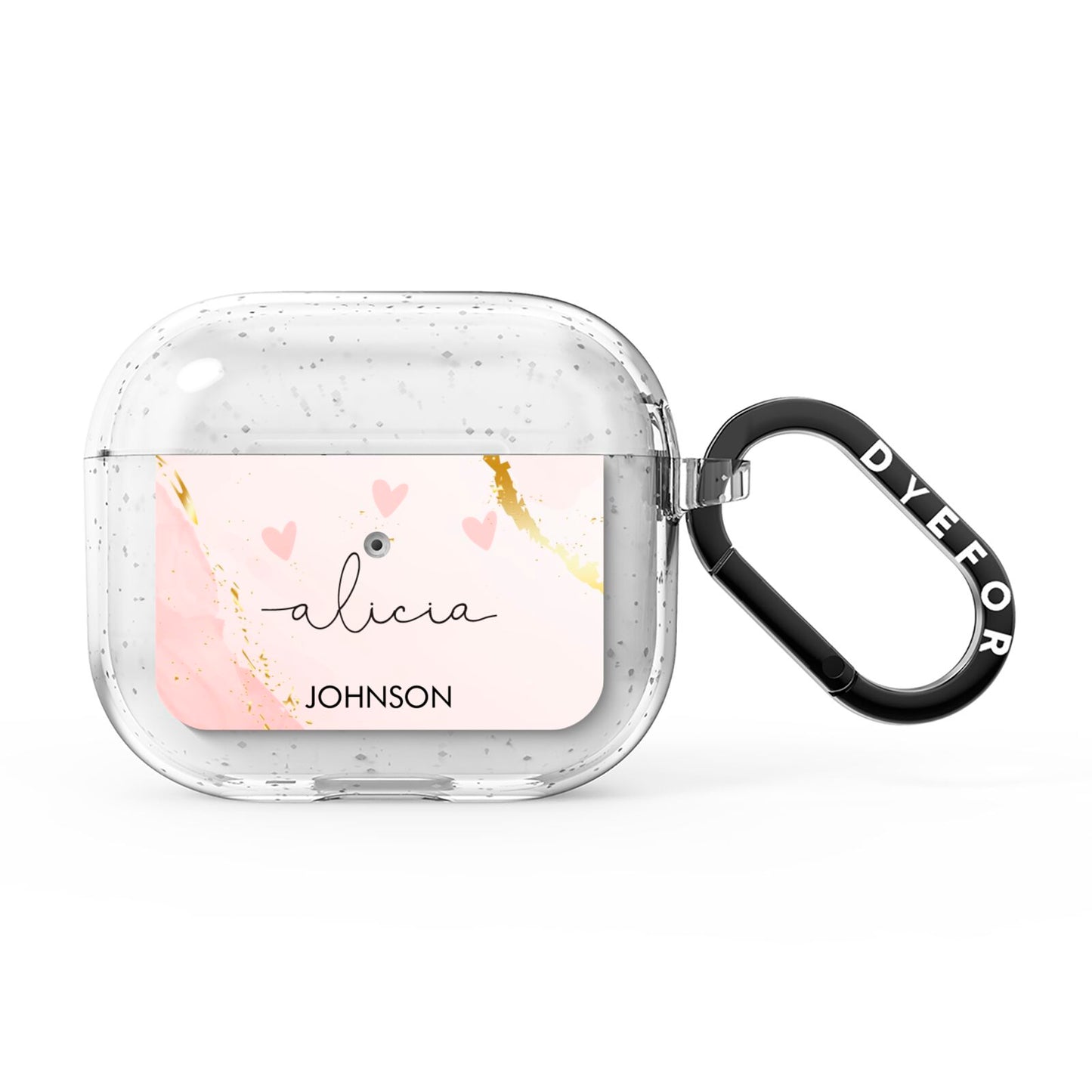 Personalised Pink Gold Marble Names AirPods Glitter Case 3rd Gen