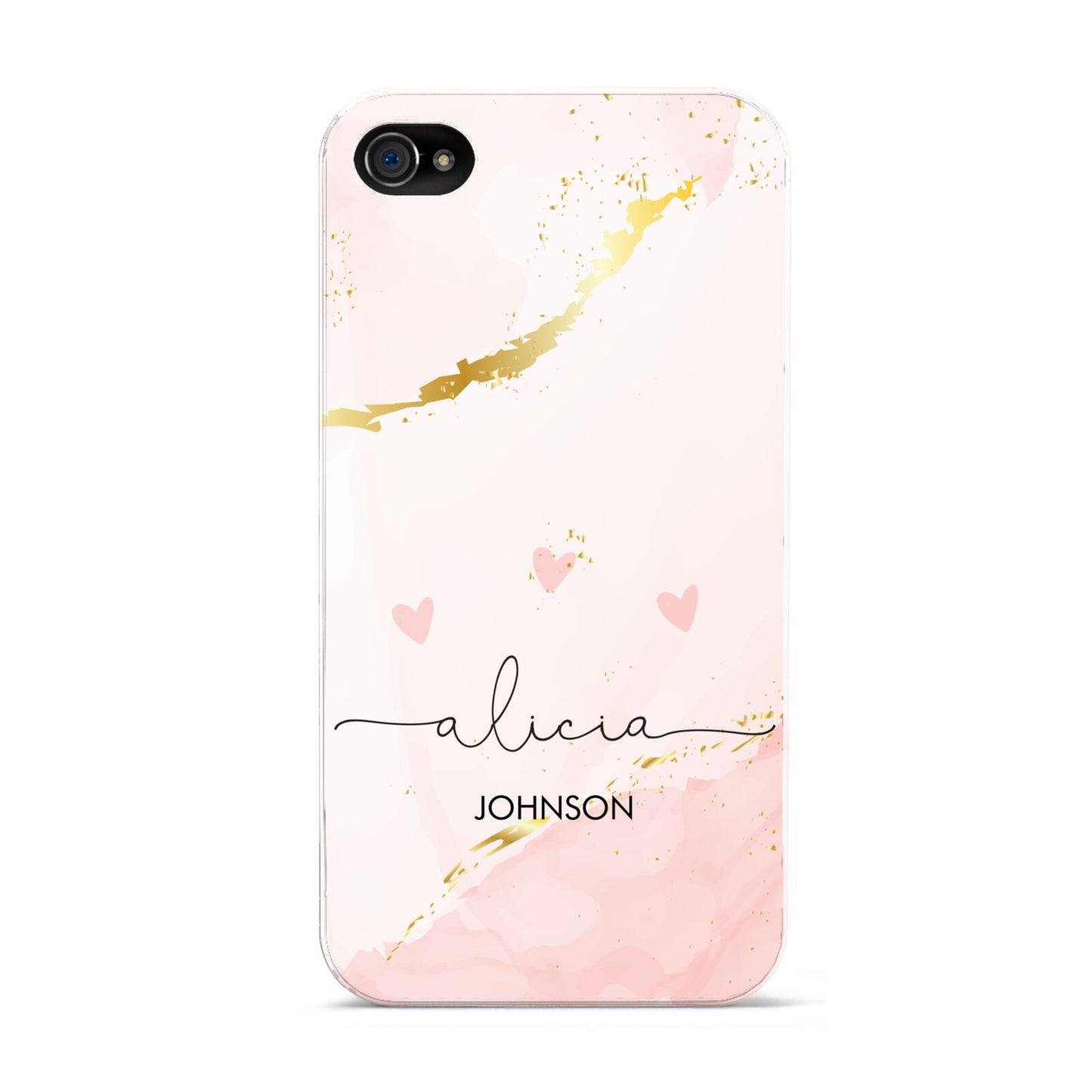 Personalised Pink Gold Marble Names Apple iPhone 4s Case
