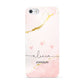 Personalised Pink Gold Marble Names Apple iPhone 5 Case