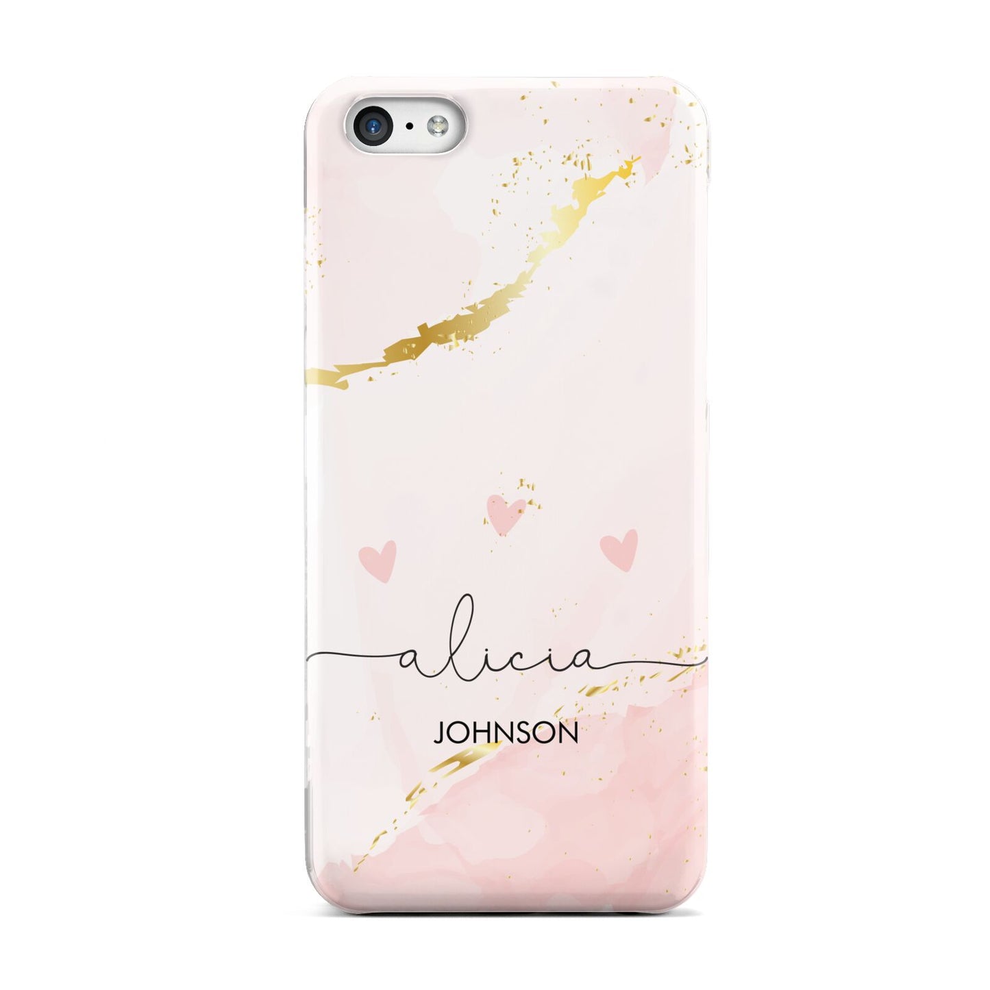 Personalised Pink Gold Marble Names Apple iPhone 5c Case