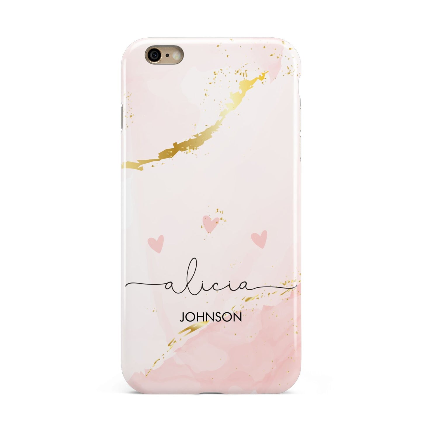 Personalised Pink Gold Marble Names Apple iPhone 6 Plus 3D Tough Case