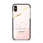 Personalised Pink Gold Marble Names Apple iPhone Xs Impact Case Black Edge on Gold Phone