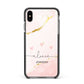 Personalised Pink Gold Marble Names Apple iPhone Xs Max Impact Case Black Edge on Black Phone