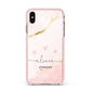 Personalised Pink Gold Marble Names Apple iPhone Xs Max Impact Case Pink Edge on Gold Phone