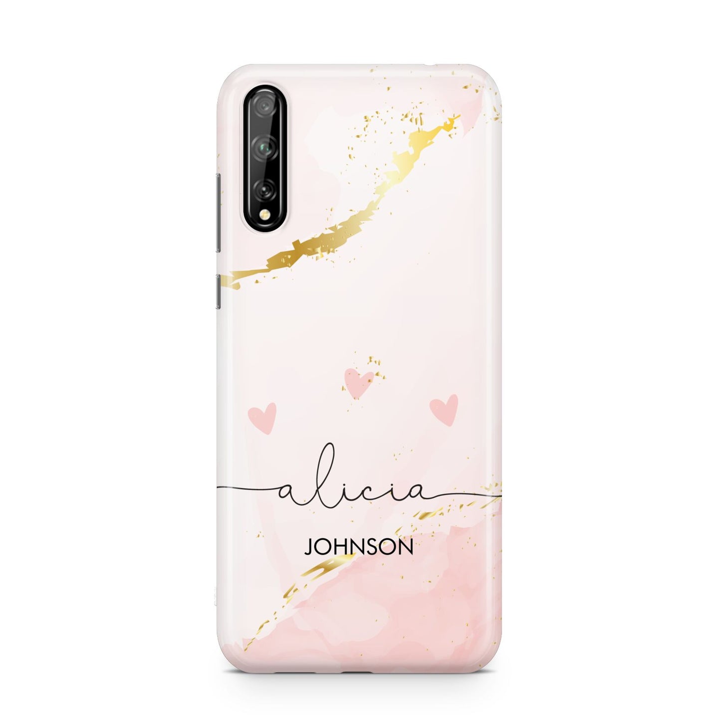 Personalised Pink Gold Marble Names Huawei Enjoy 10s Phone Case