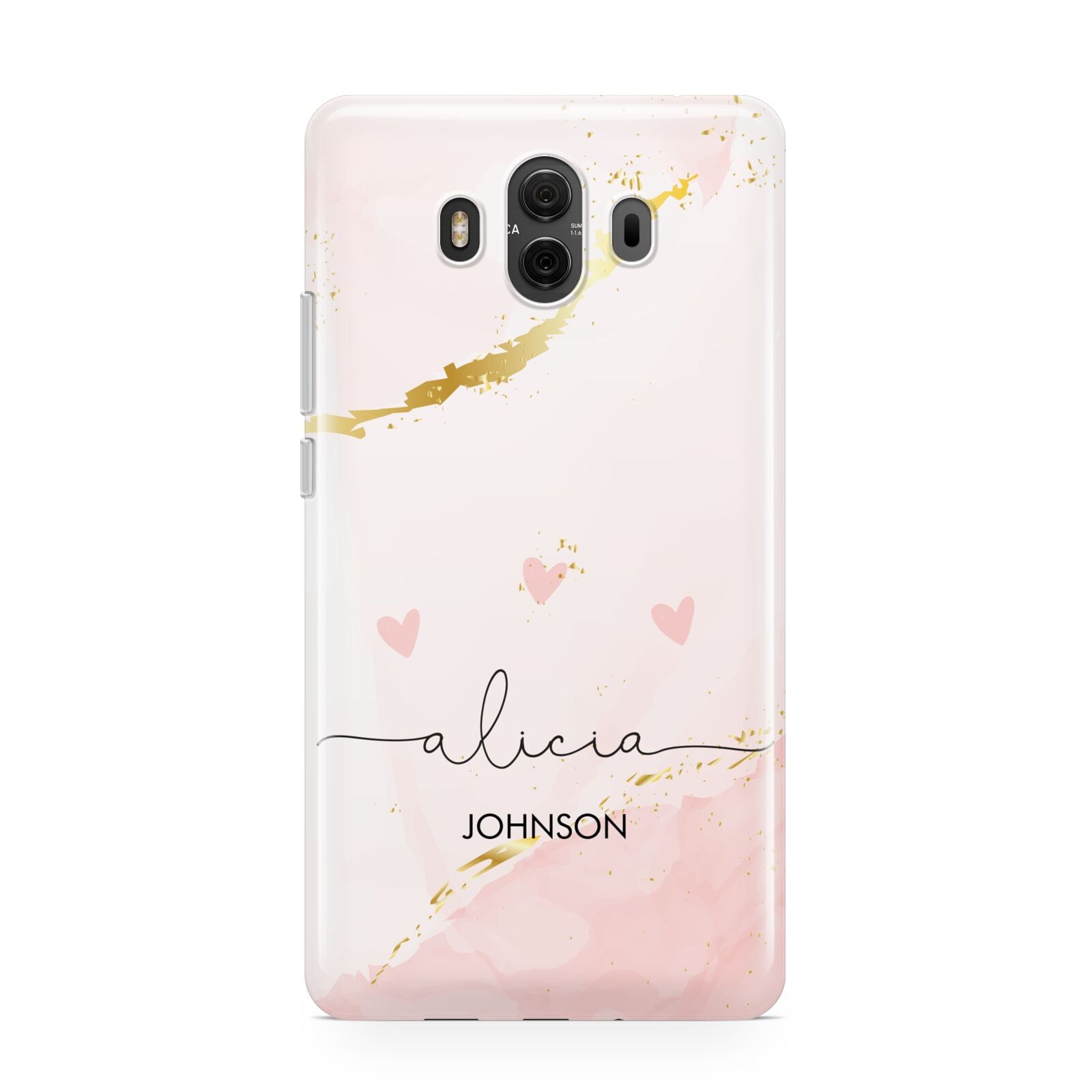 Personalised Pink Gold Marble Names Huawei Mate 10 Protective Phone Case