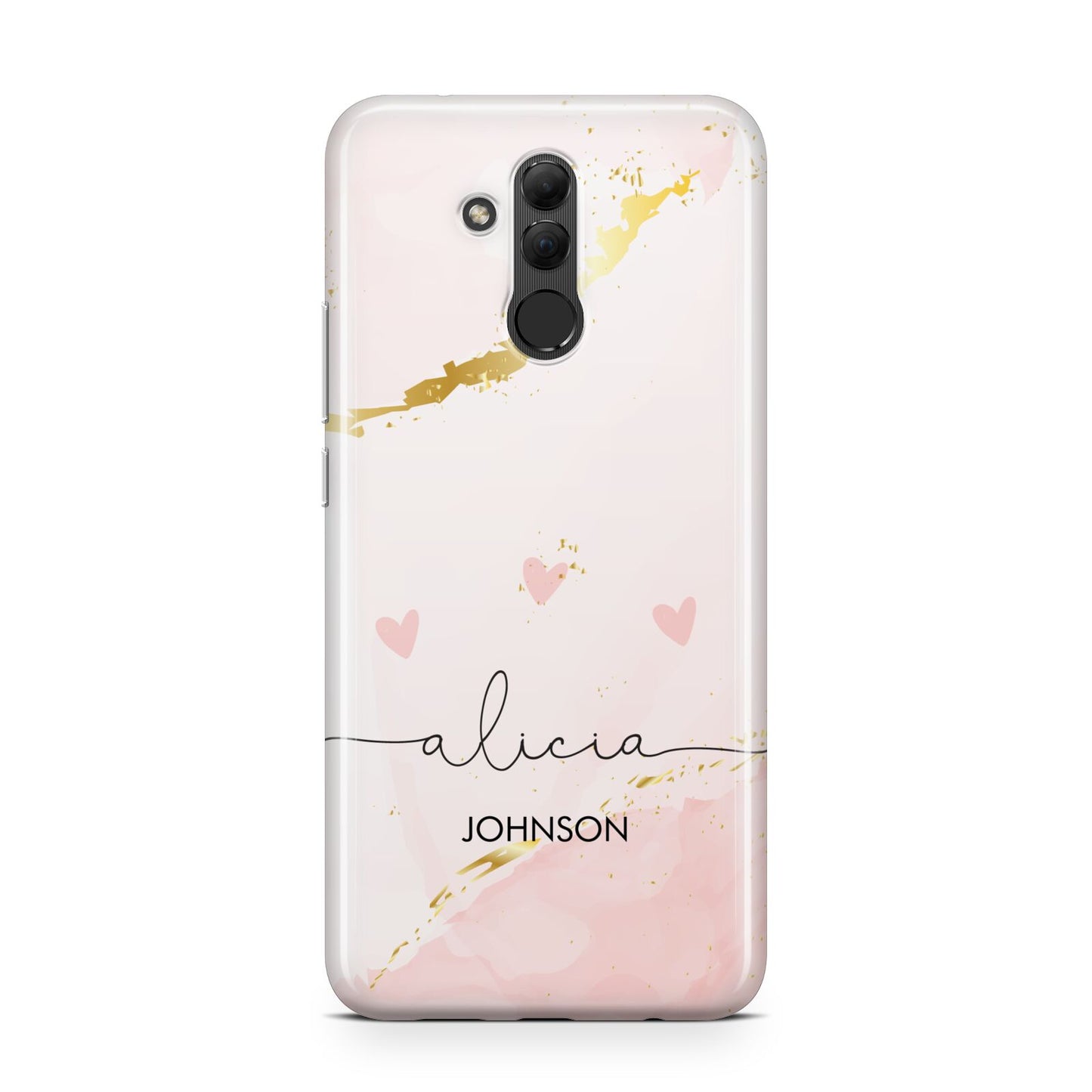 Personalised Pink Gold Marble Names Huawei Mate 20 Lite