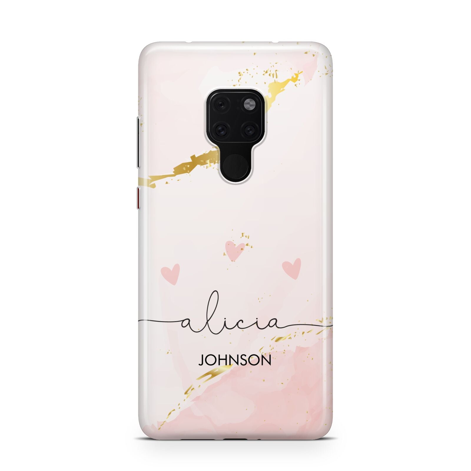 Personalised Pink Gold Marble Names Huawei Mate 20 Phone Case