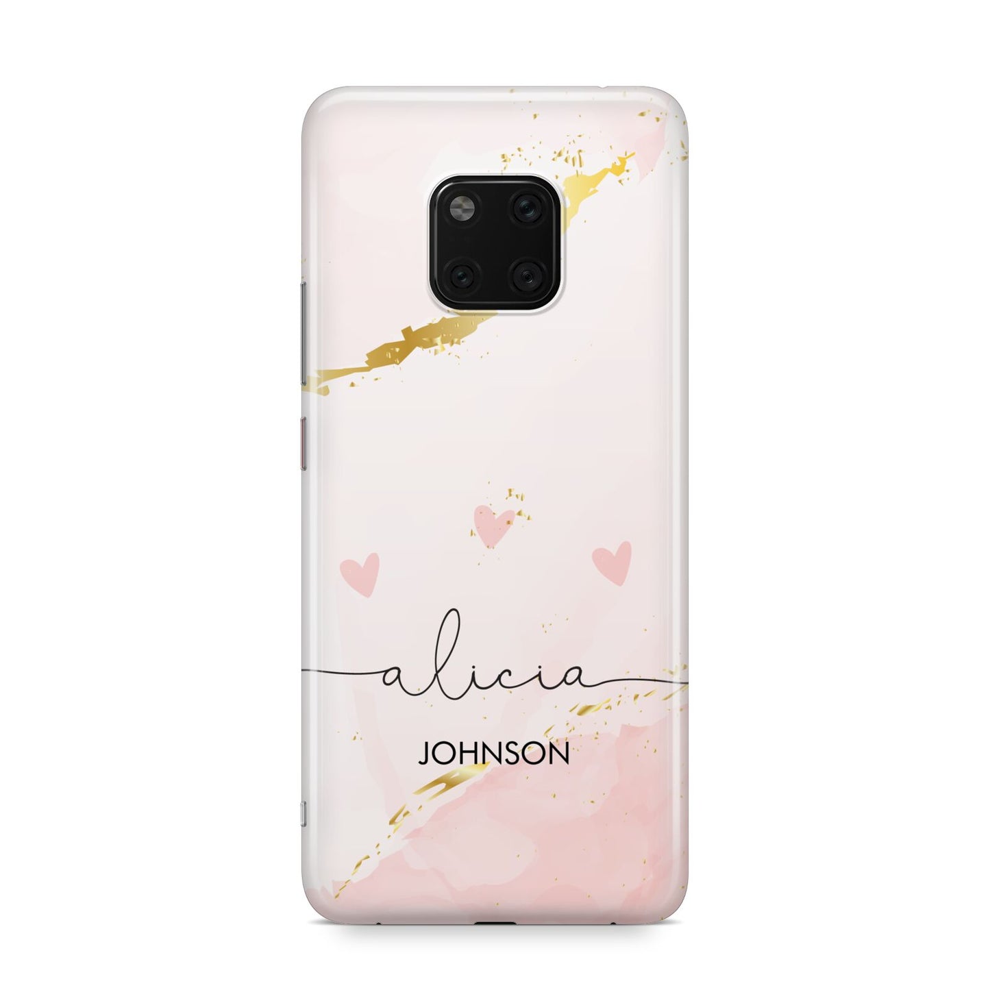 Personalised Pink Gold Marble Names Huawei Mate 20 Pro Phone Case