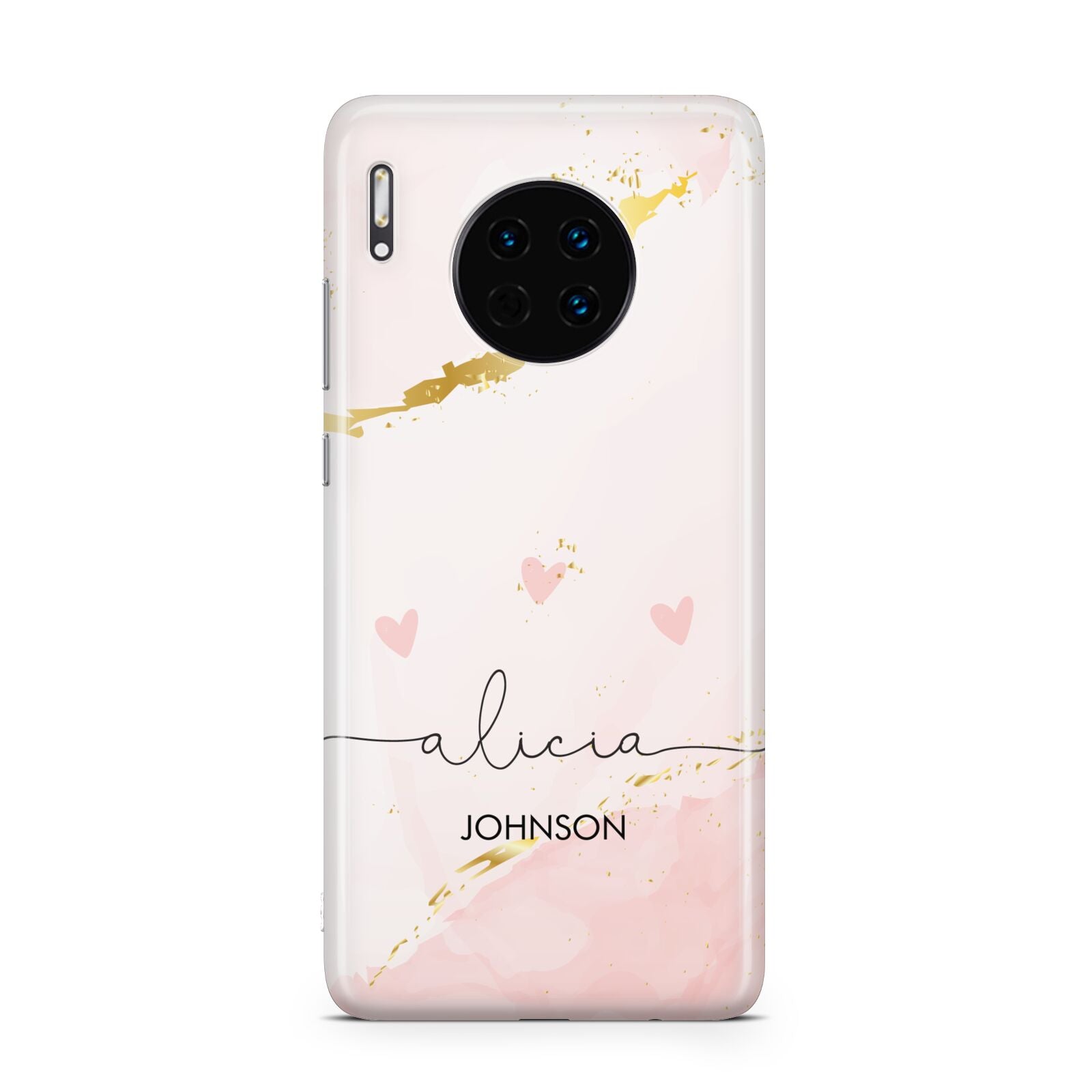 Personalised Pink Gold Marble Names Huawei Mate 30