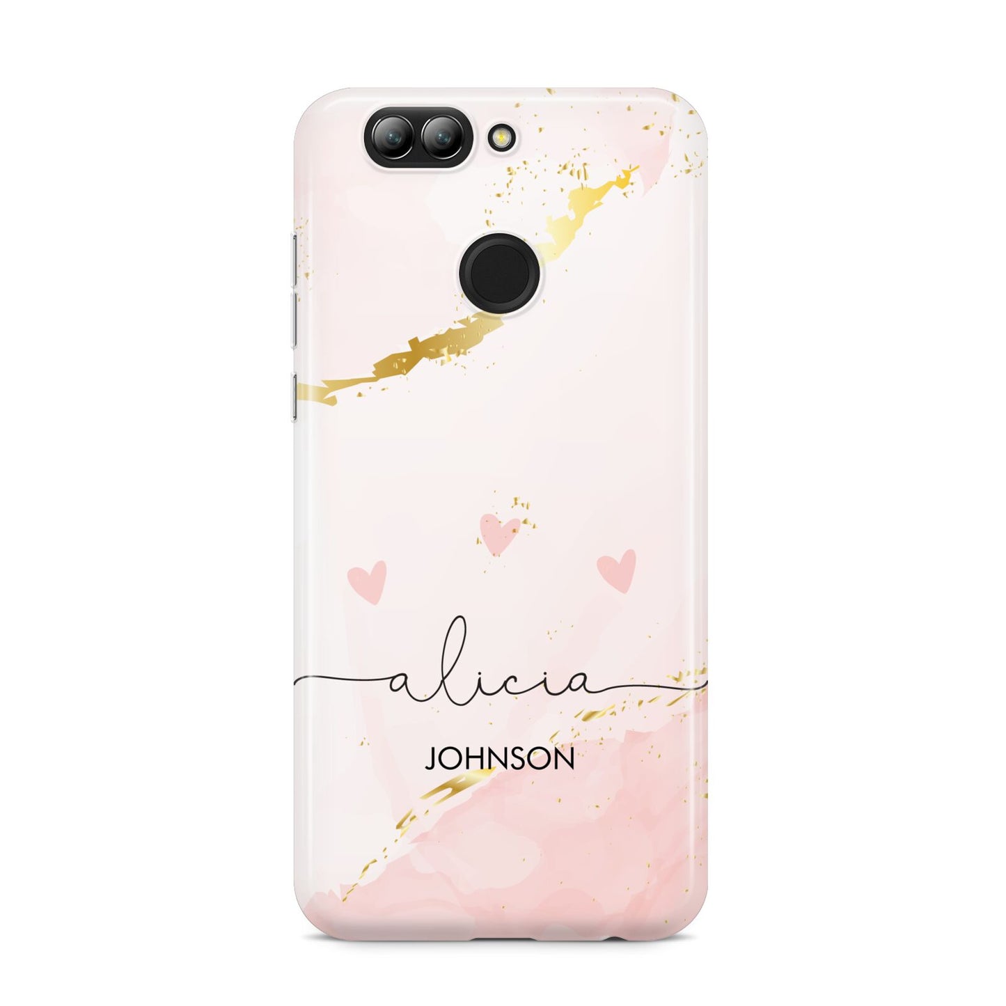 Personalised Pink Gold Marble Names Huawei Nova 2s Phone Case