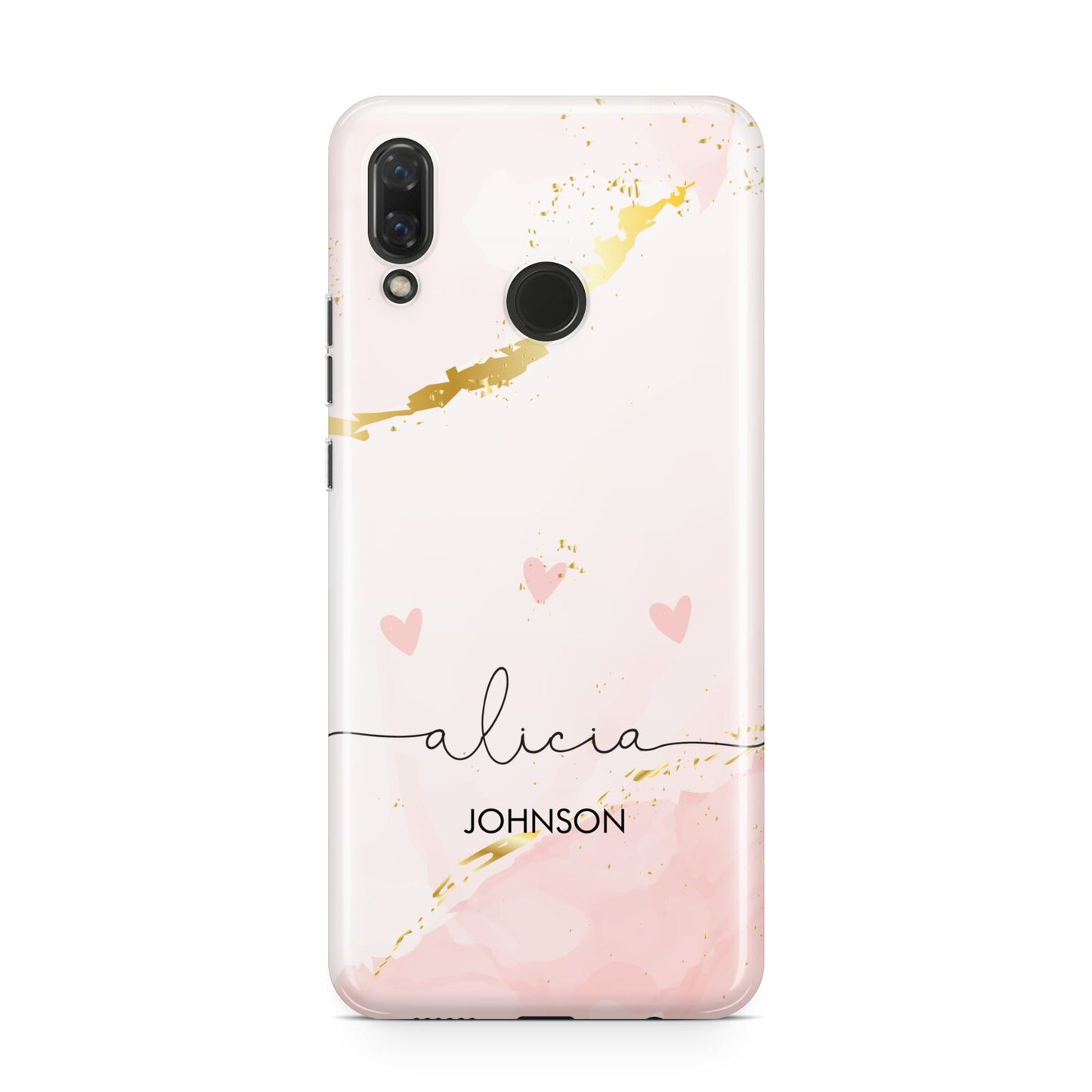 Personalised Pink Gold Marble Names Huawei Nova 3 Phone Case