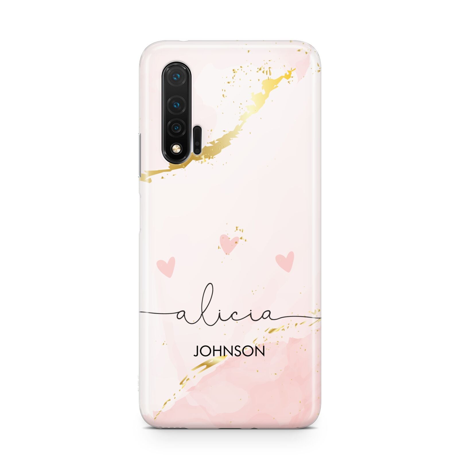 Personalised Pink Gold Marble Names Huawei Nova 6 Phone Case