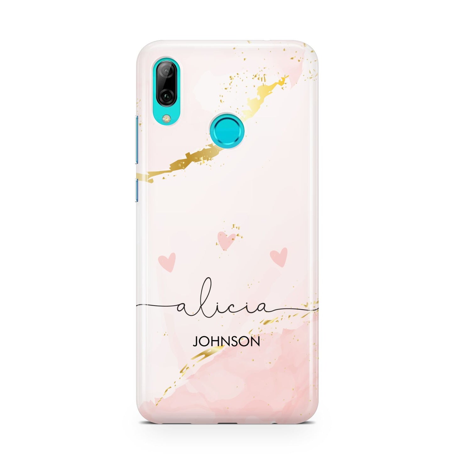 Personalised Pink Gold Marble Names Huawei P Smart 2019 Case