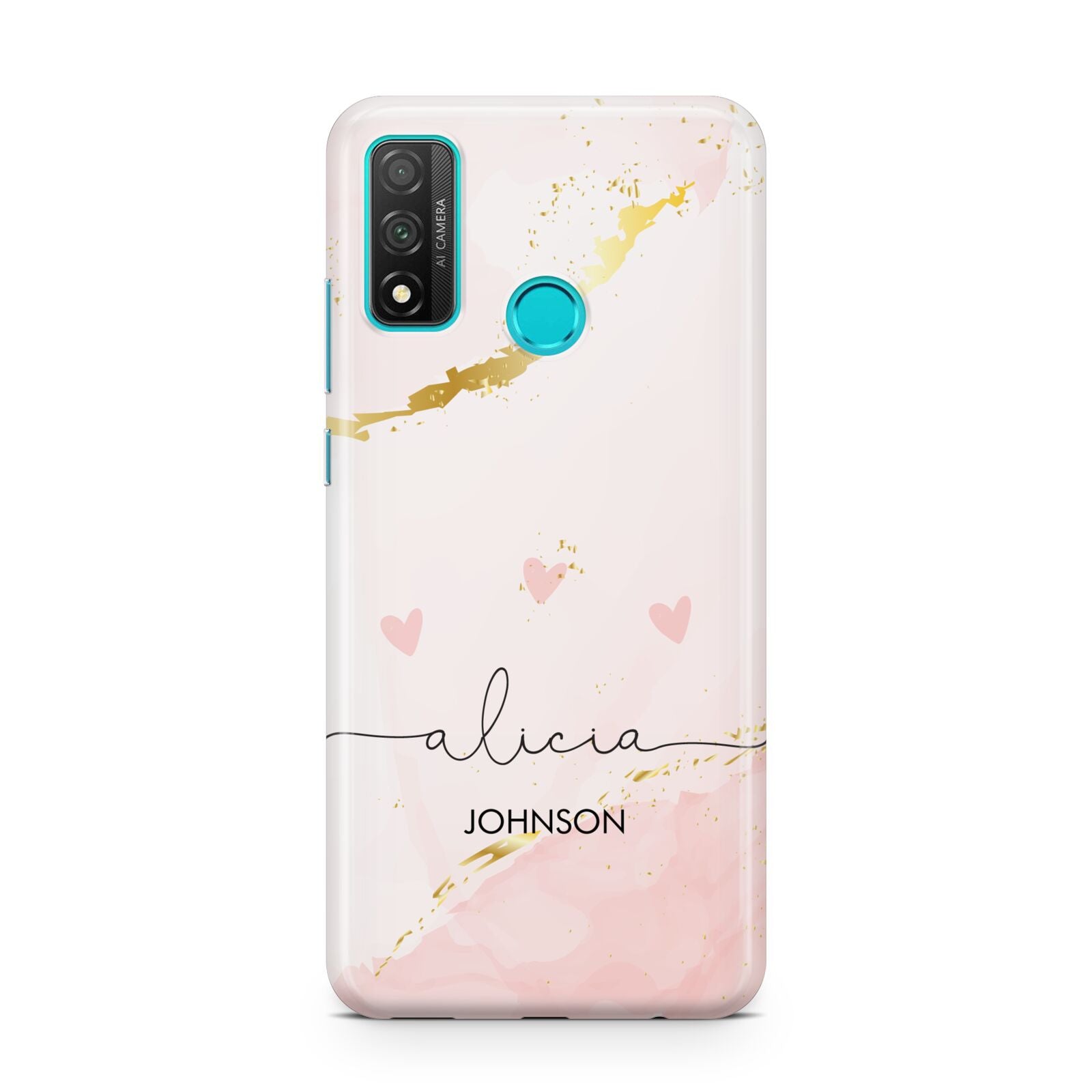 Personalised Pink Gold Marble Names Huawei P Smart 2020