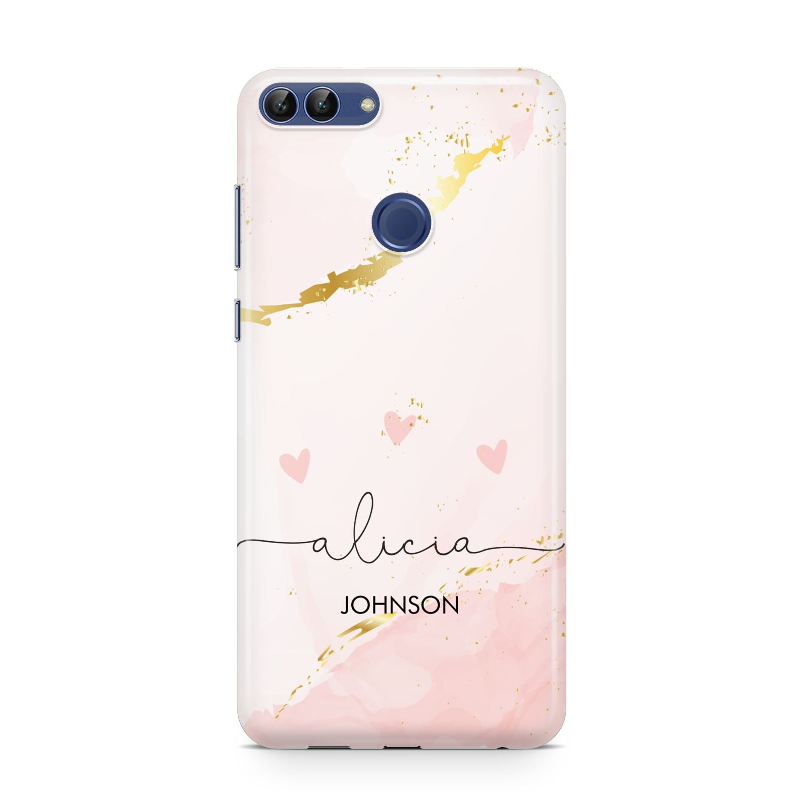 Personalised Pink Gold Marble Names Huawei P Smart Case