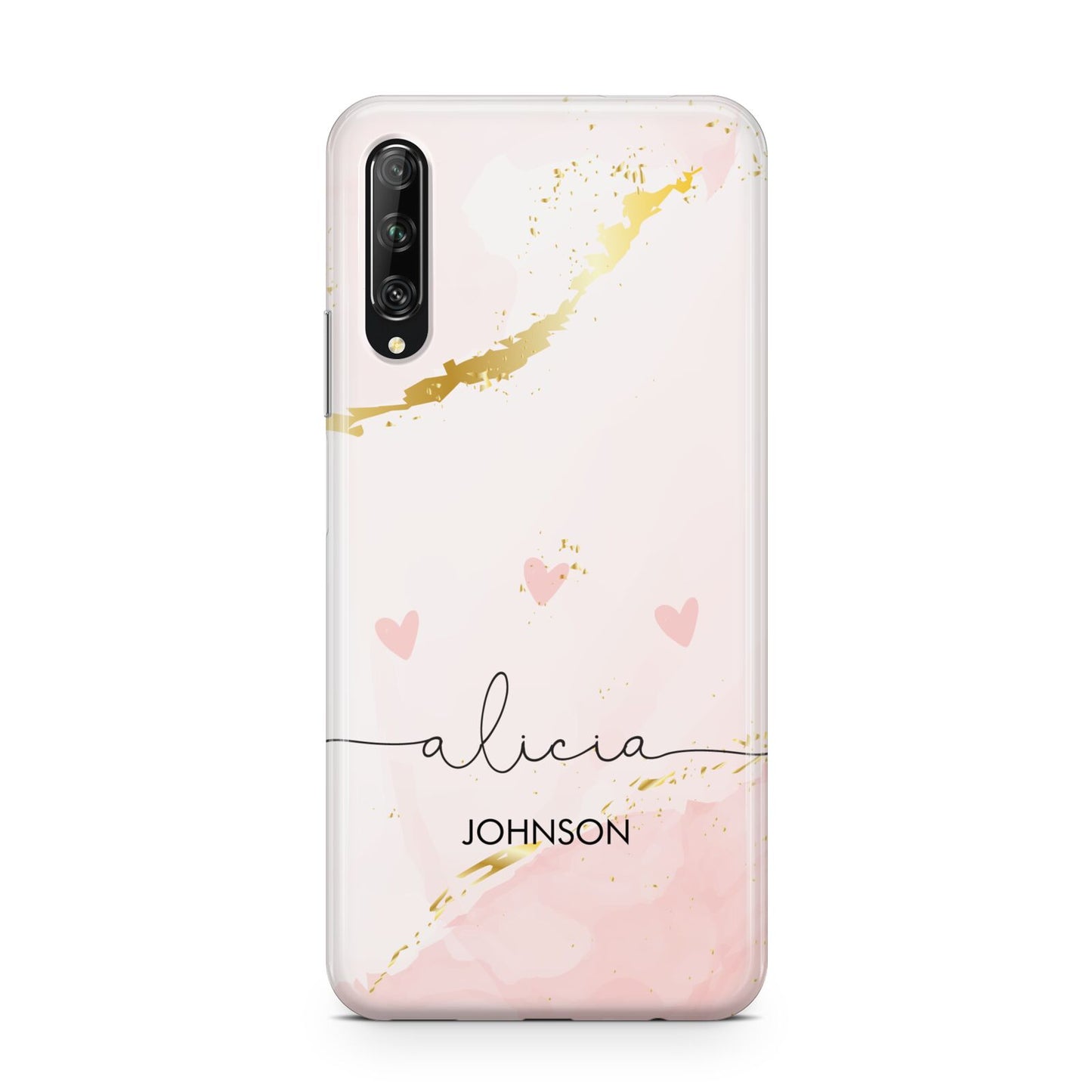 Personalised Pink Gold Marble Names Huawei P Smart Pro 2019