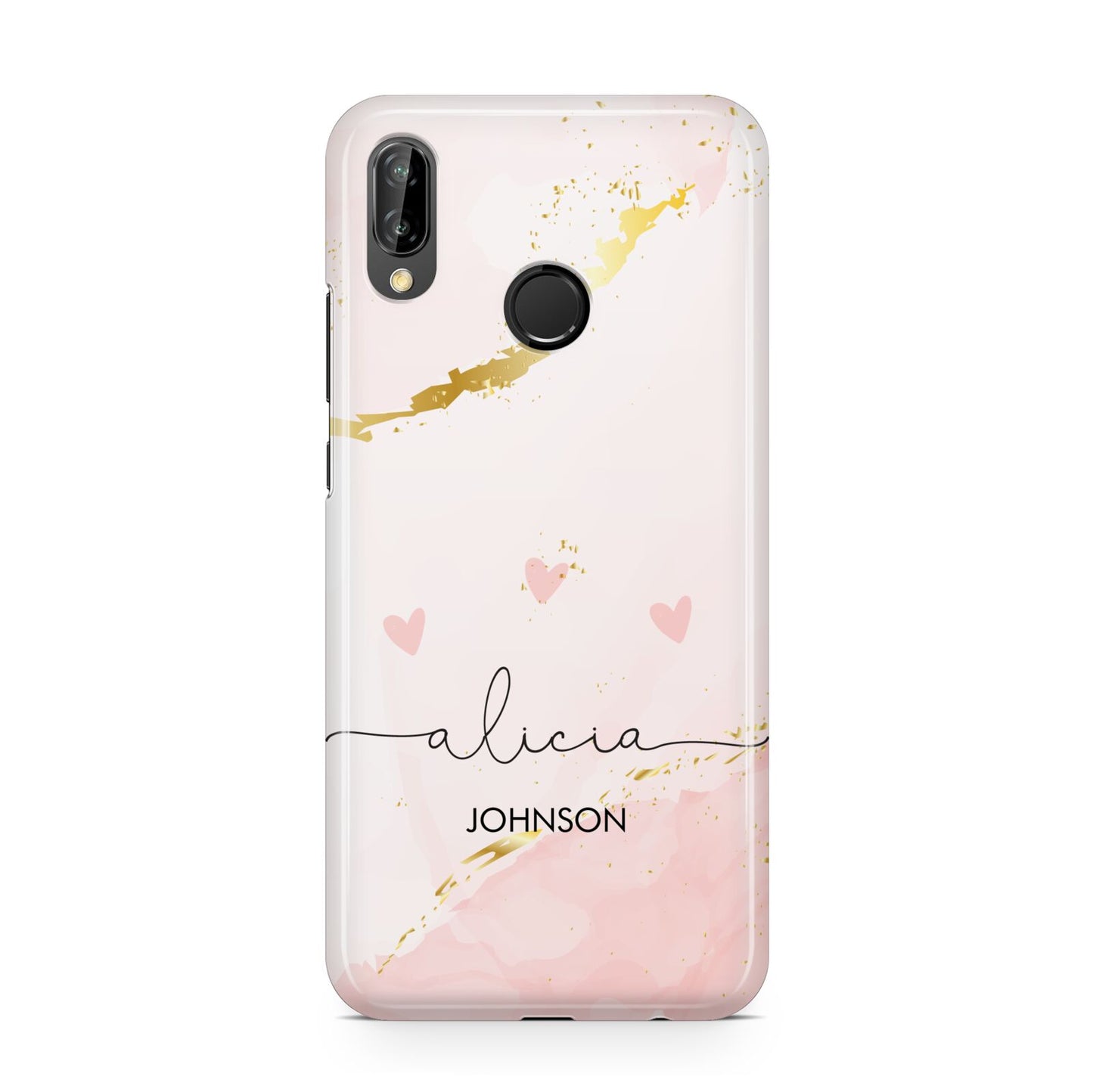 Personalised Pink Gold Marble Names Huawei P20 Lite Phone Case