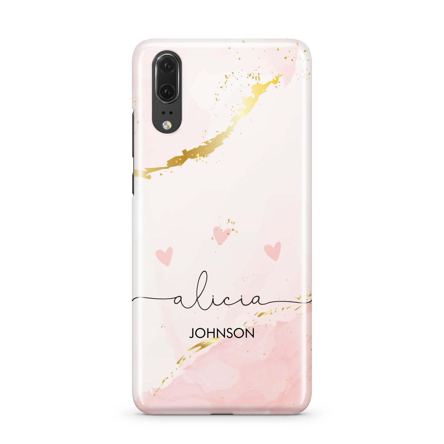 Personalised Pink Gold Marble Names Huawei P20 Phone Case